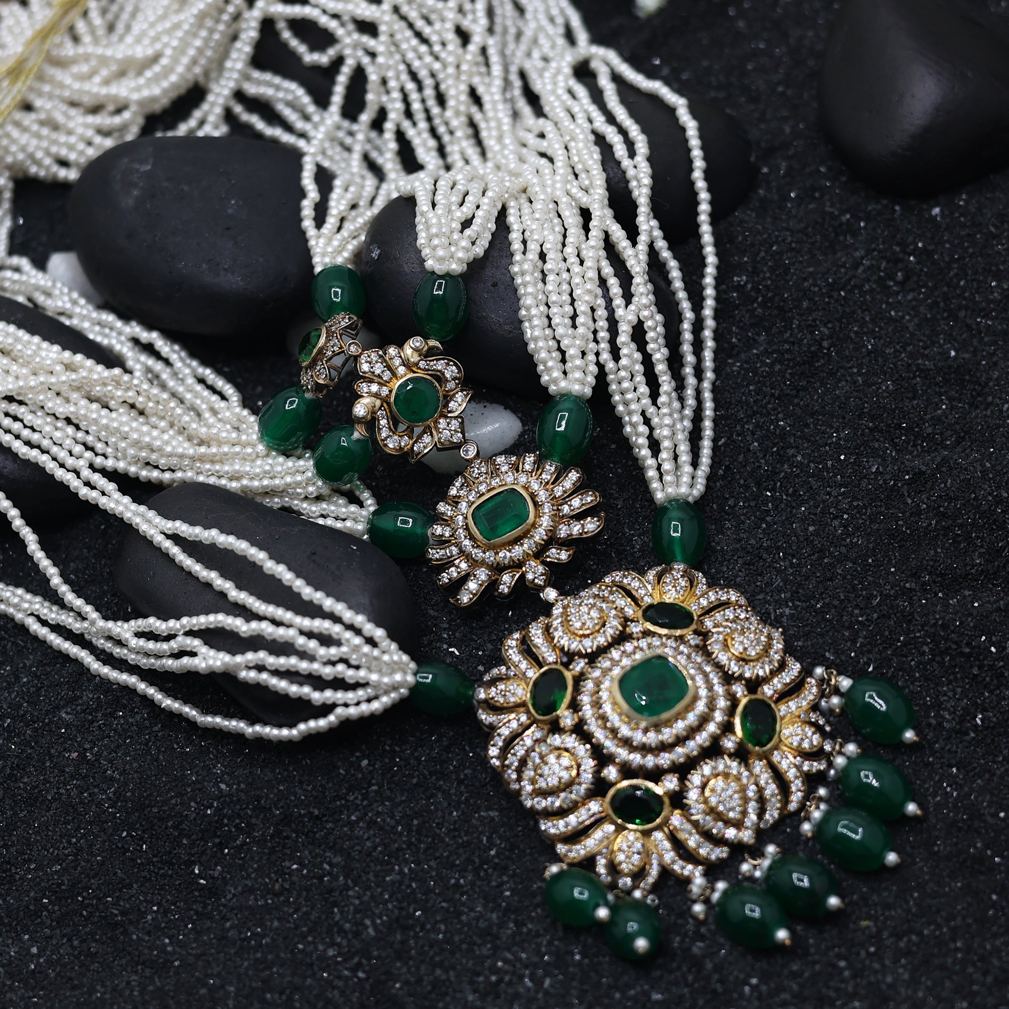 Vintage Inspired Antique Emerald Necklace