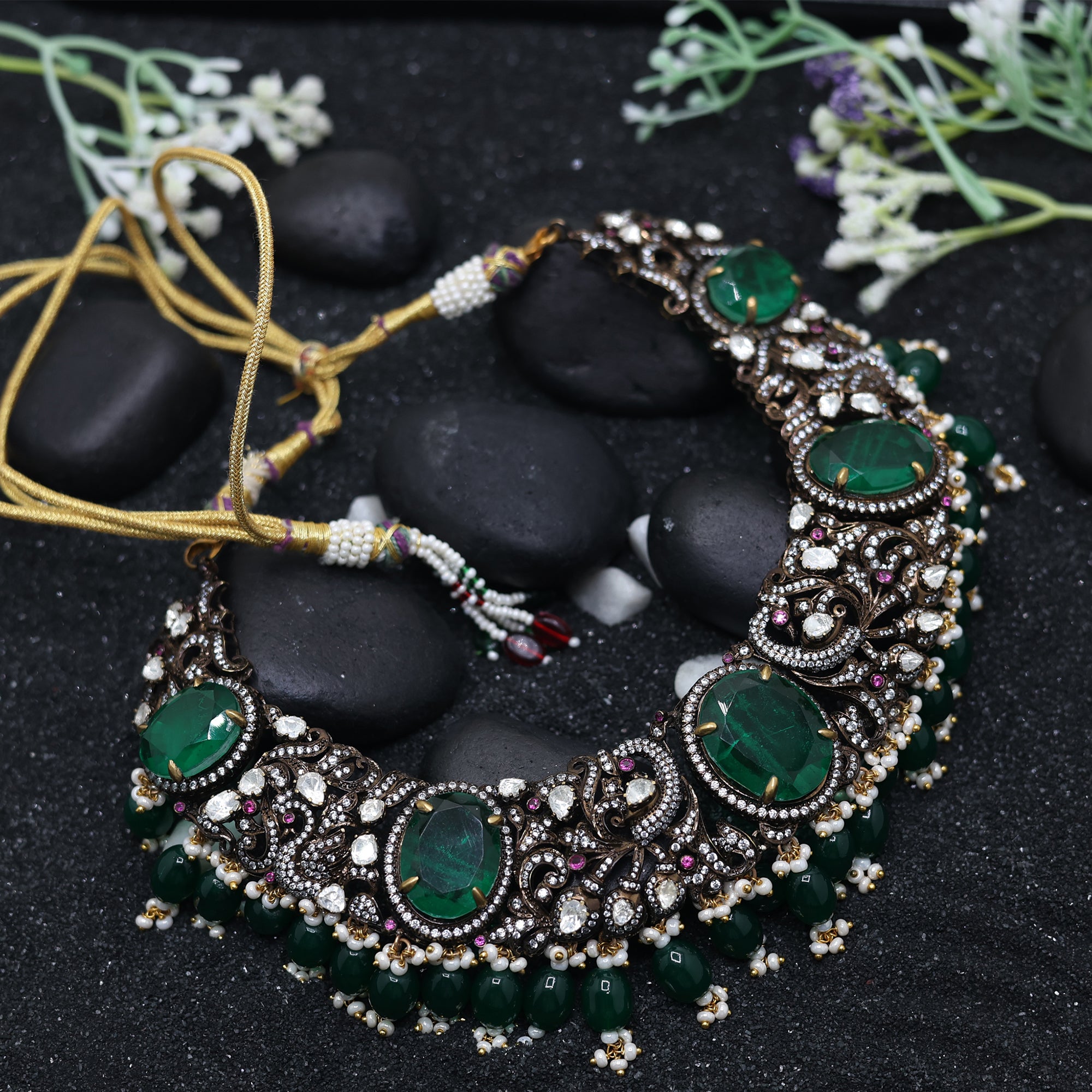 Antique Plated Vintage Kundan Necklace