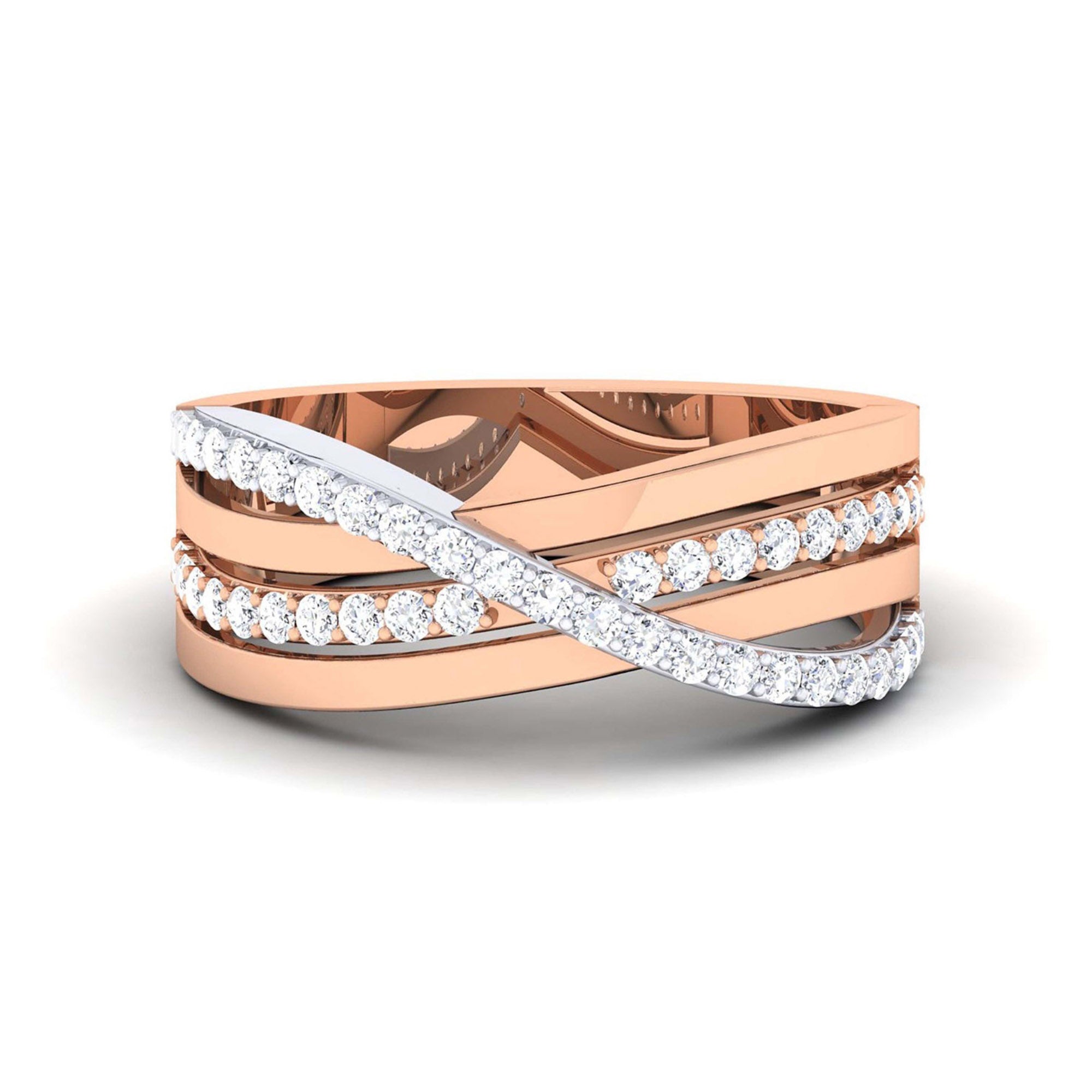 Elegant Rose Gold Crossover Ring