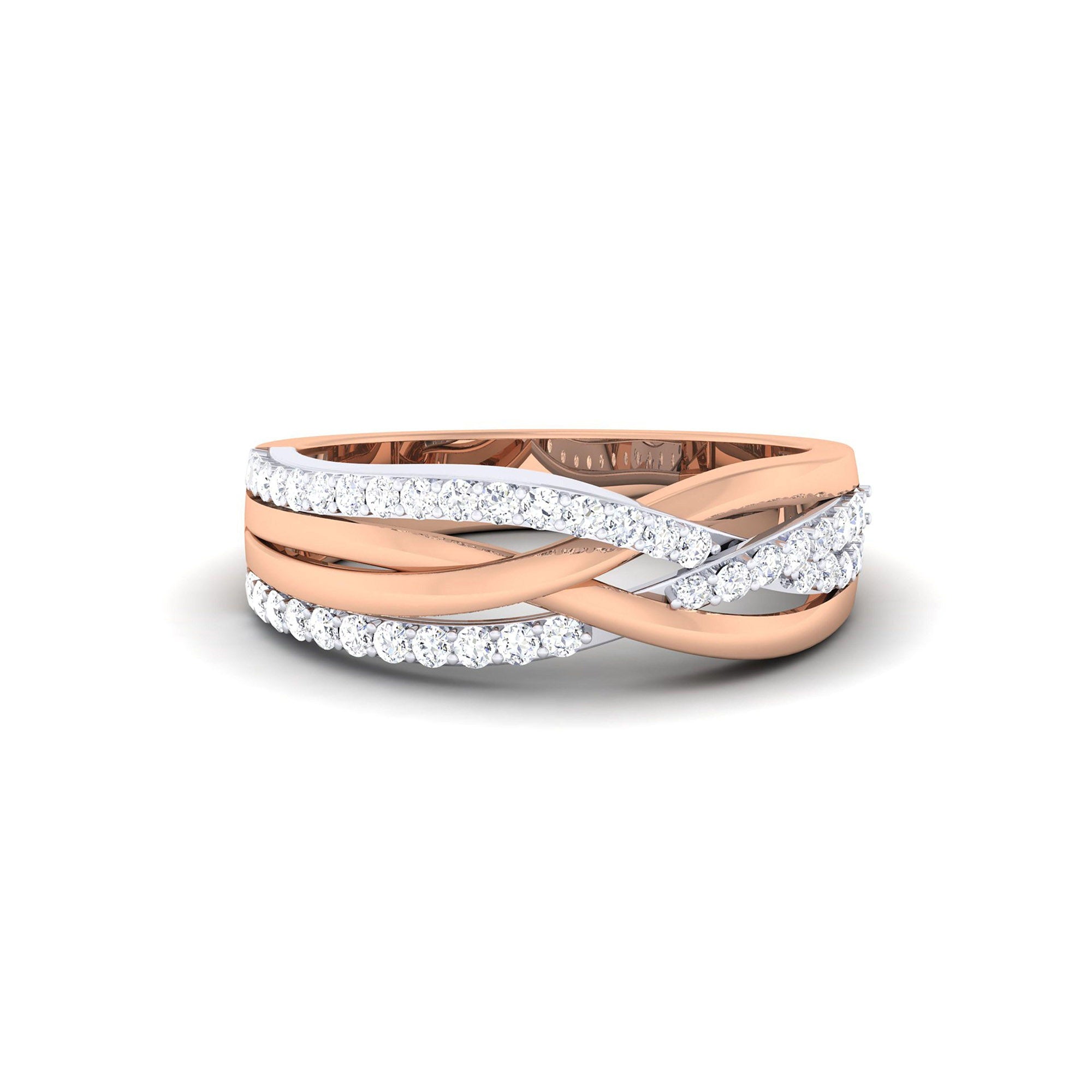 Adjustable Intricate Silver Rose Gold Intersect Women Band