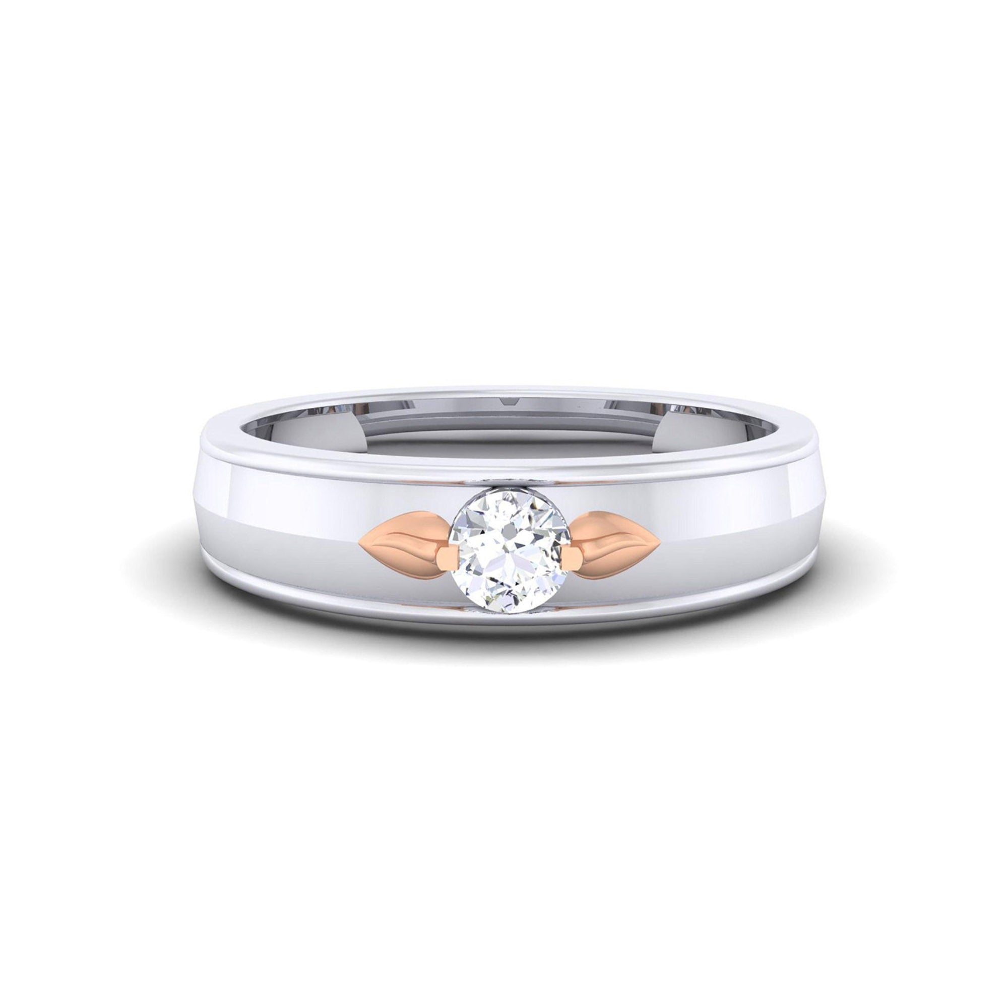 Sterling Silver Leaf Accent Band