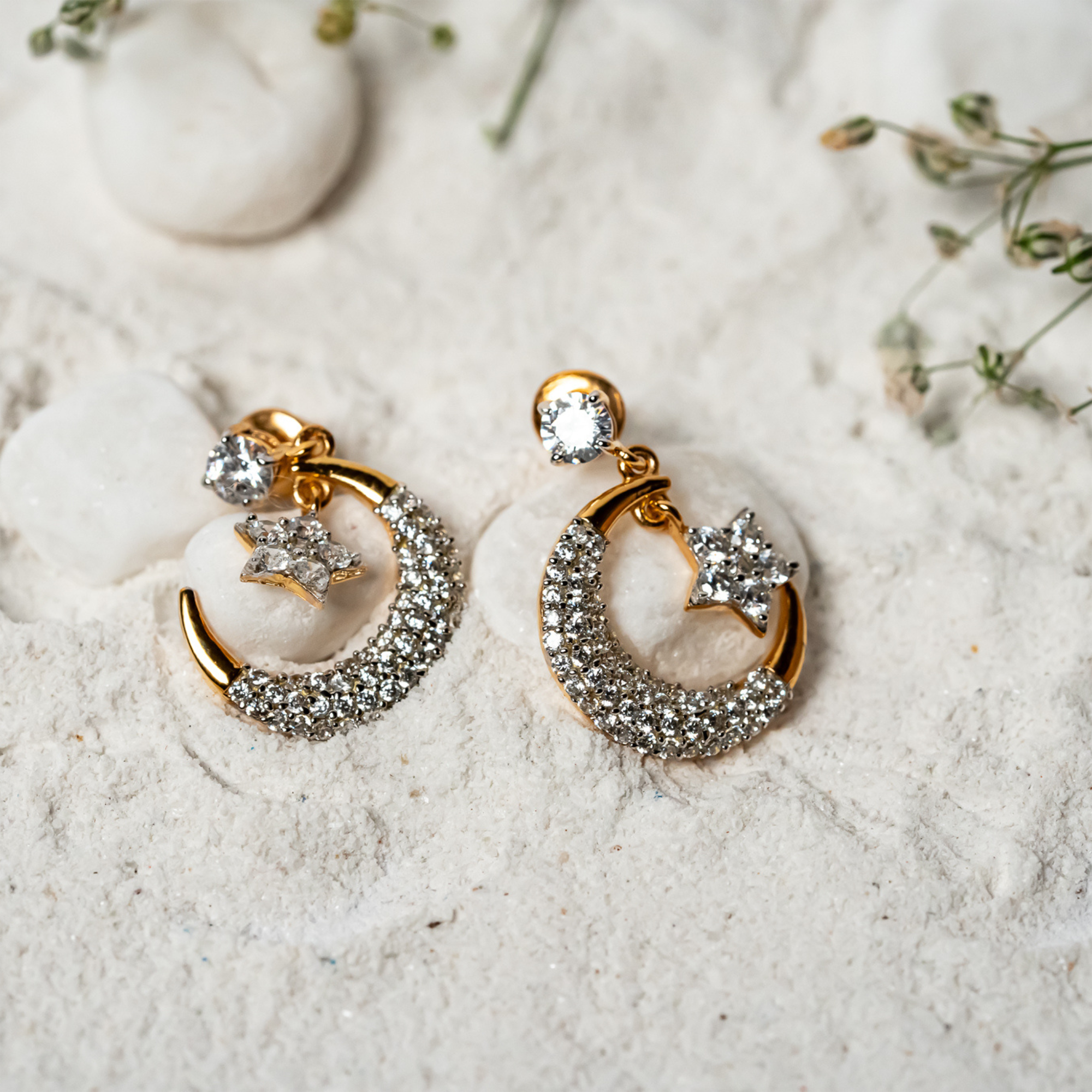 Sterling Silver Moon and Star Earrings