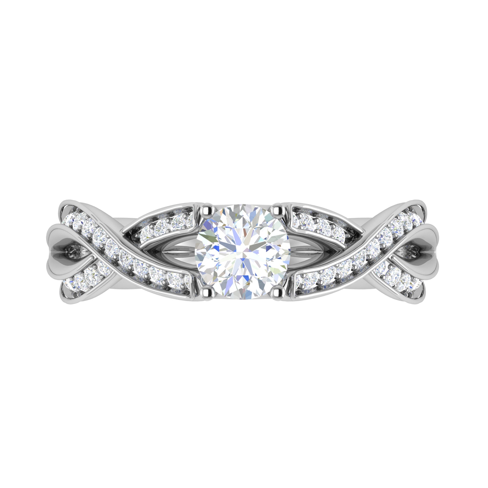 White Gold Plating Crisscross Ring