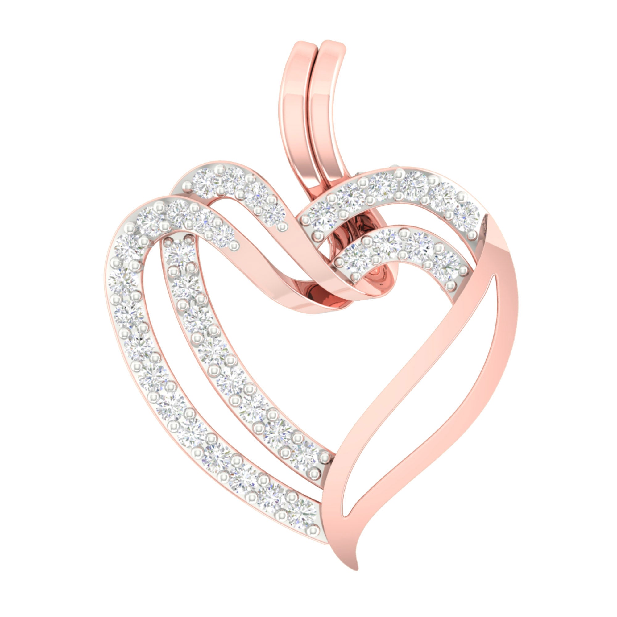 Twined Heart Rose Gold Pendant