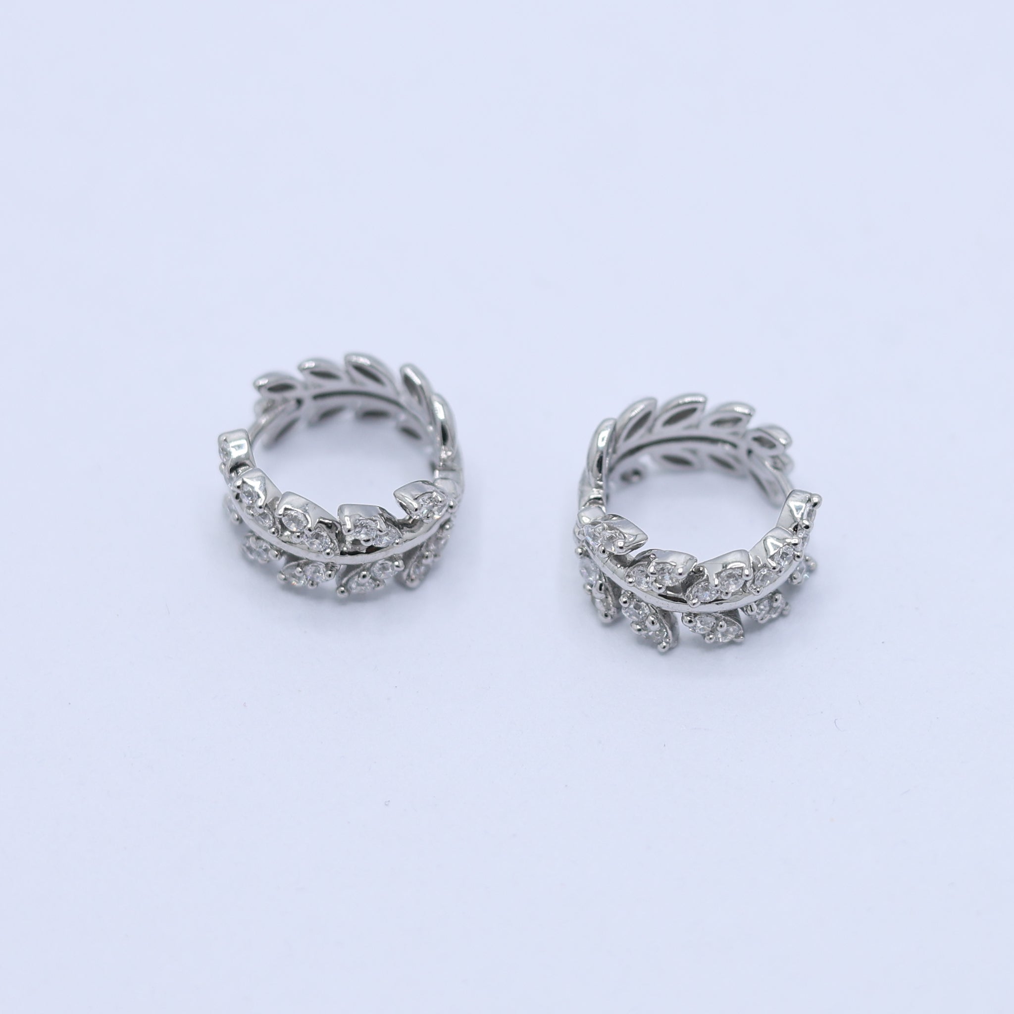 White Gold Plated Leaf Earrings