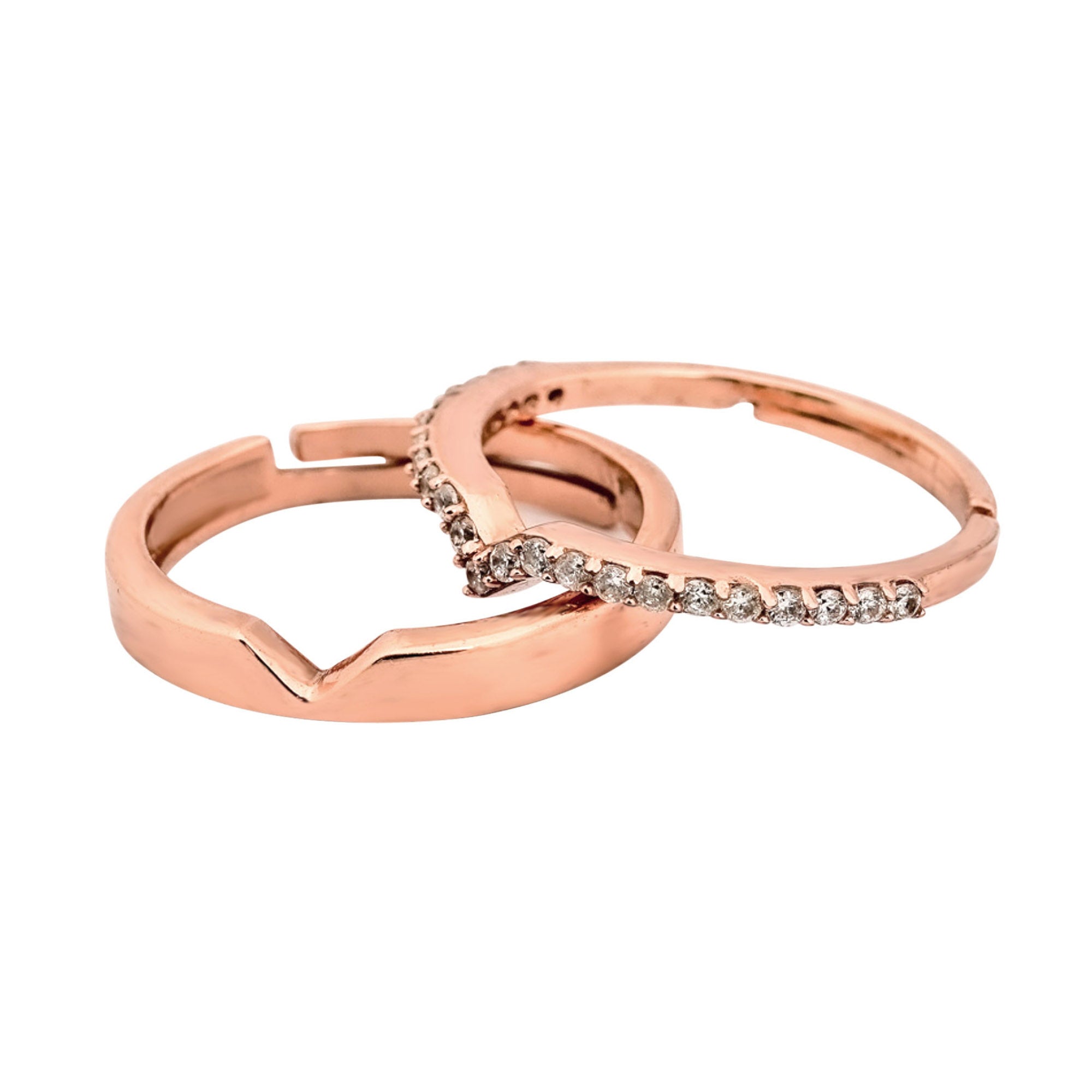 V Shaped Rose Gold Couple Ring