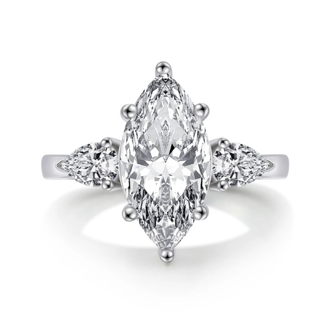 925 Sterling Silver Marquise Solitaire Ring