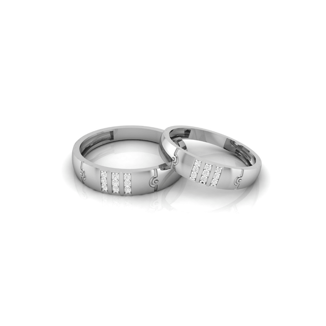 Adjustable Silver White Gold Classic Triple-Layered Band For Couple