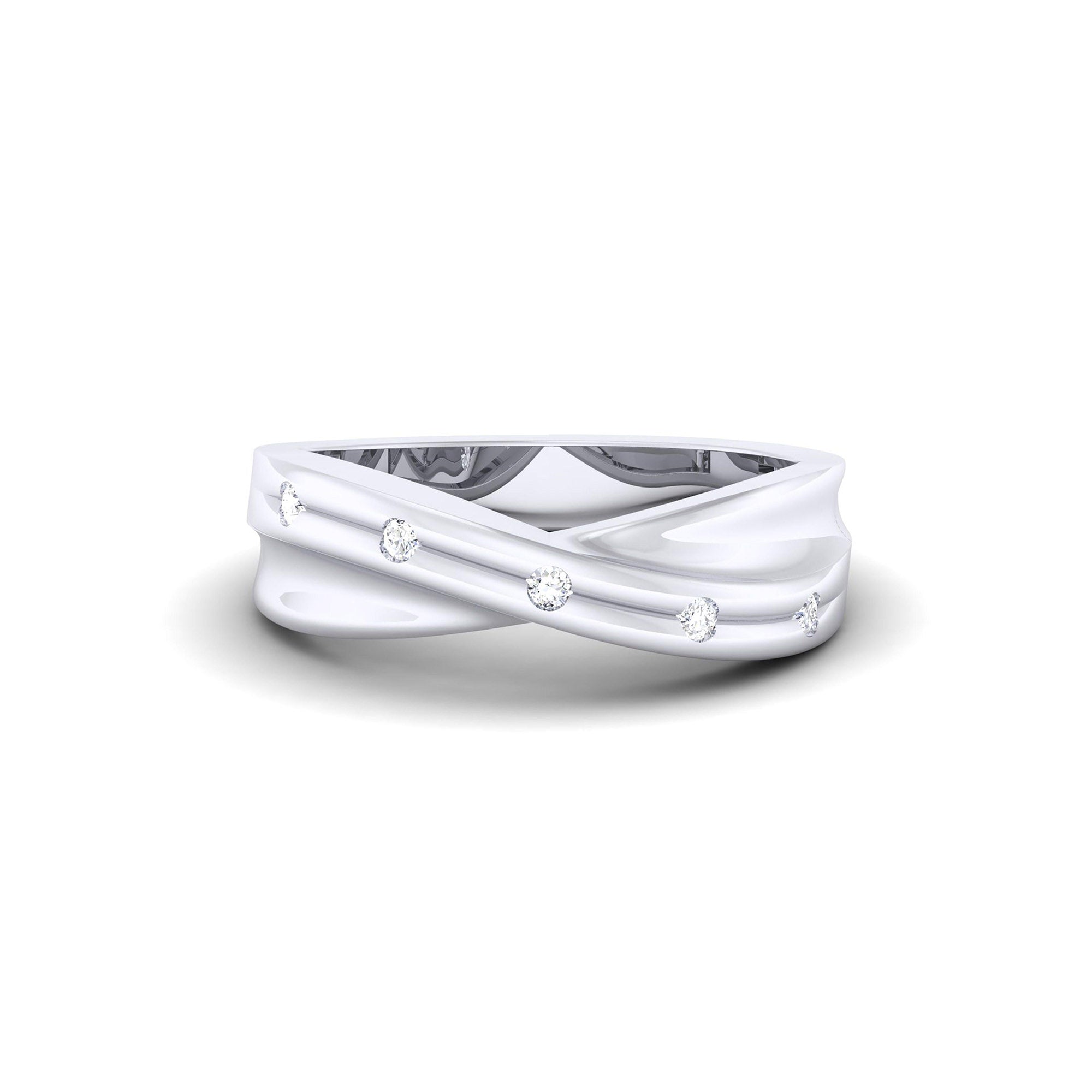 Adjustable Sleek Silver White Gold Crossover Band