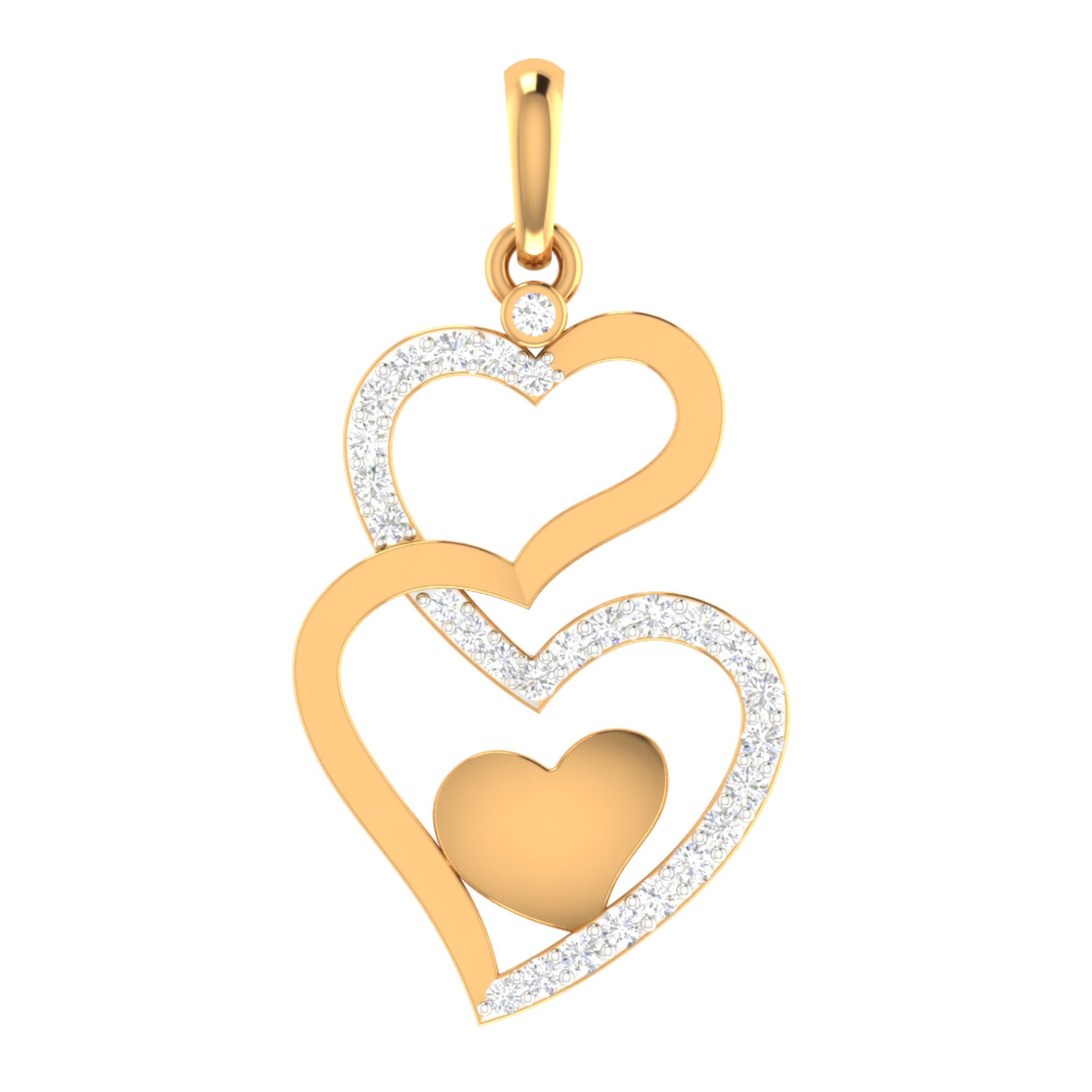 Gold Plated Triple Heart Pendant