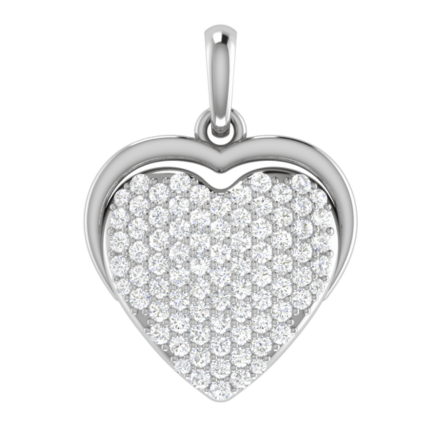 Silver Sparkling Adjustable Heart White Gold Pendant For Women