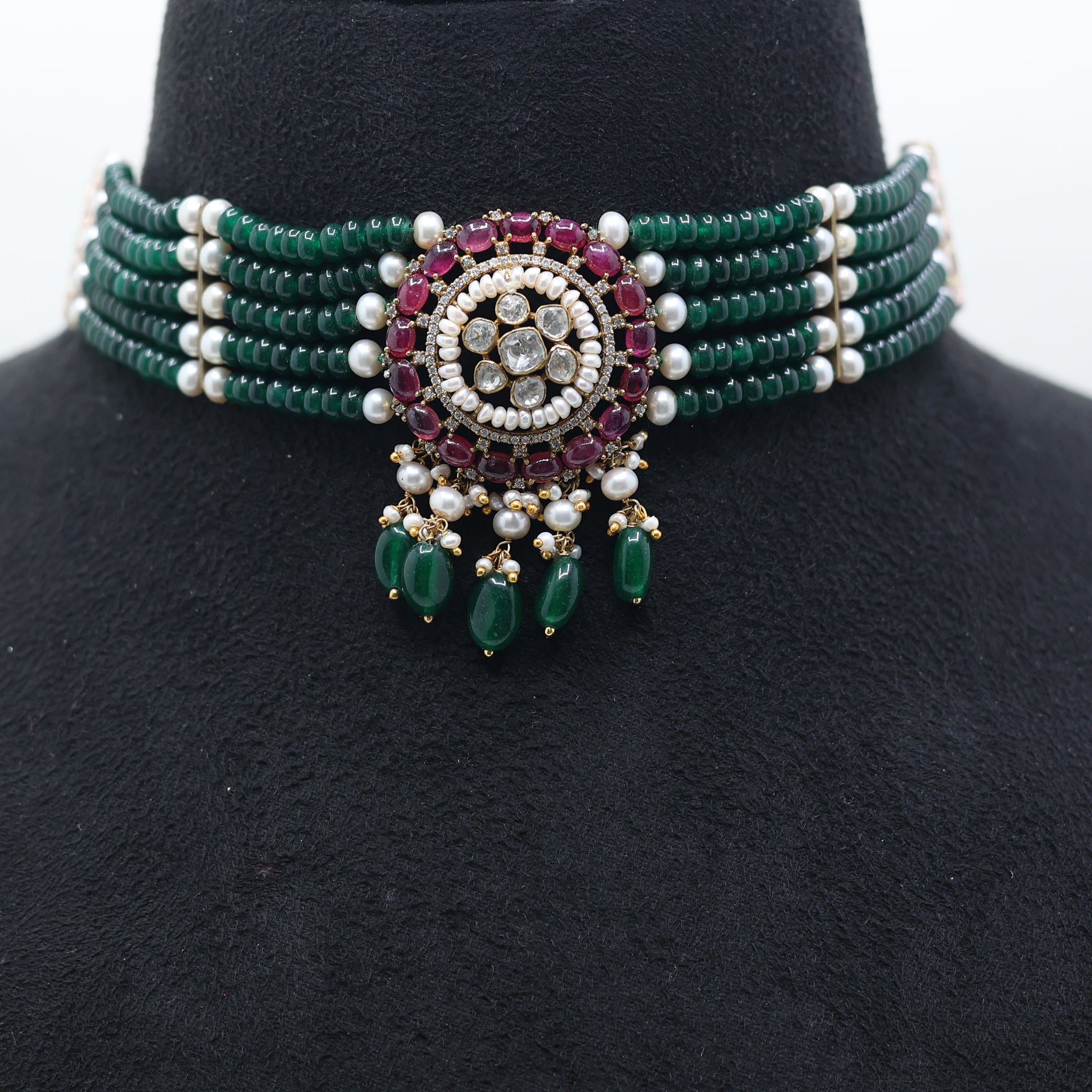 Ethnic Polki Necklace with Beads