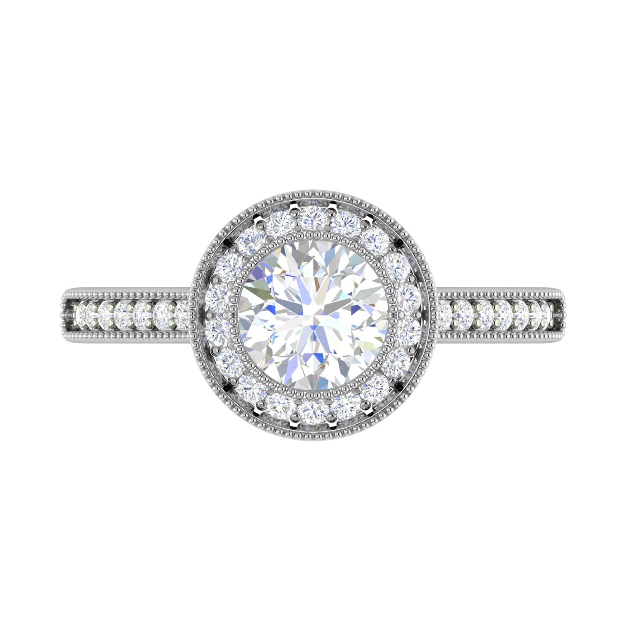 Elegant Milgrain Halo Solitaire Ring