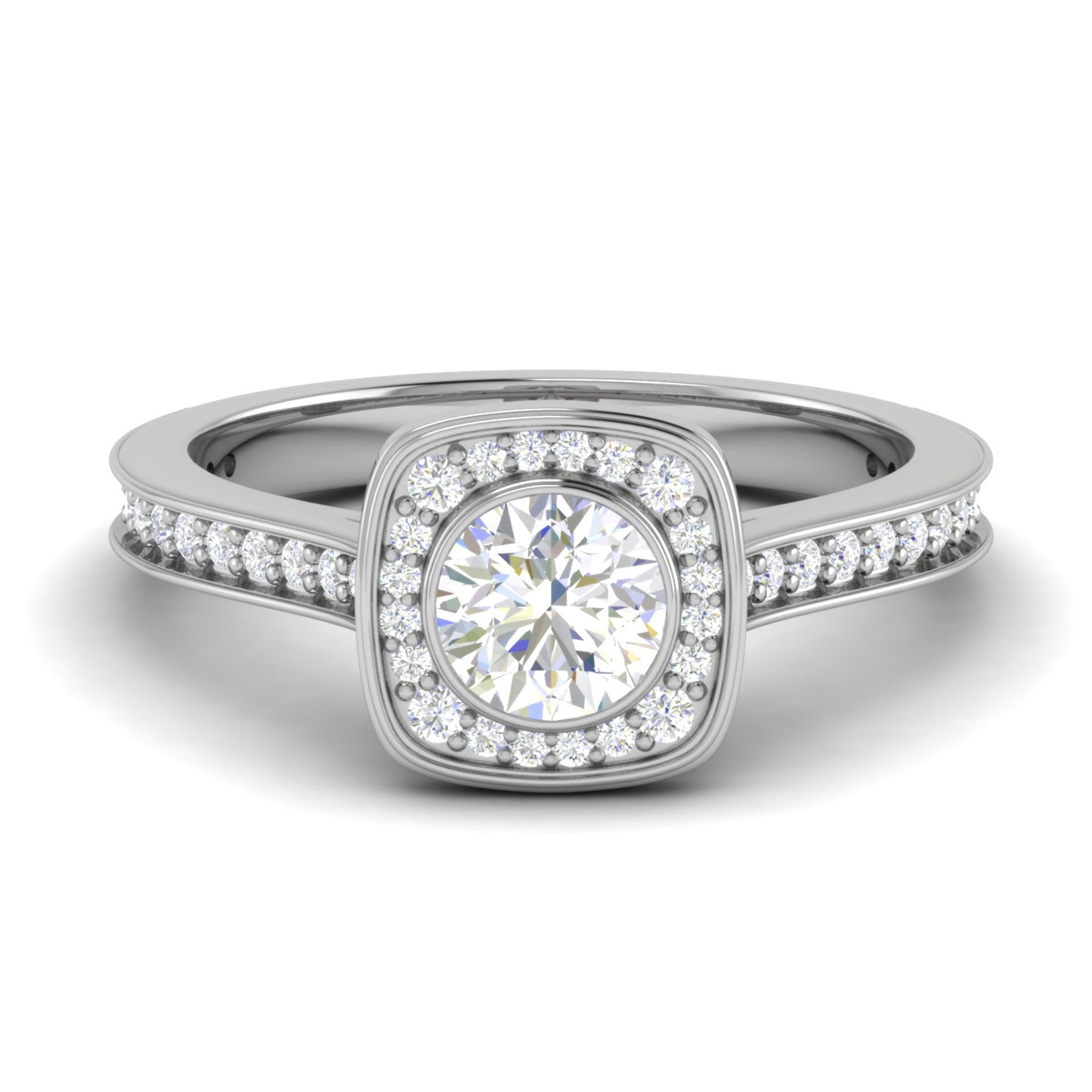 Bridal Silver Solitaire Halo Ring