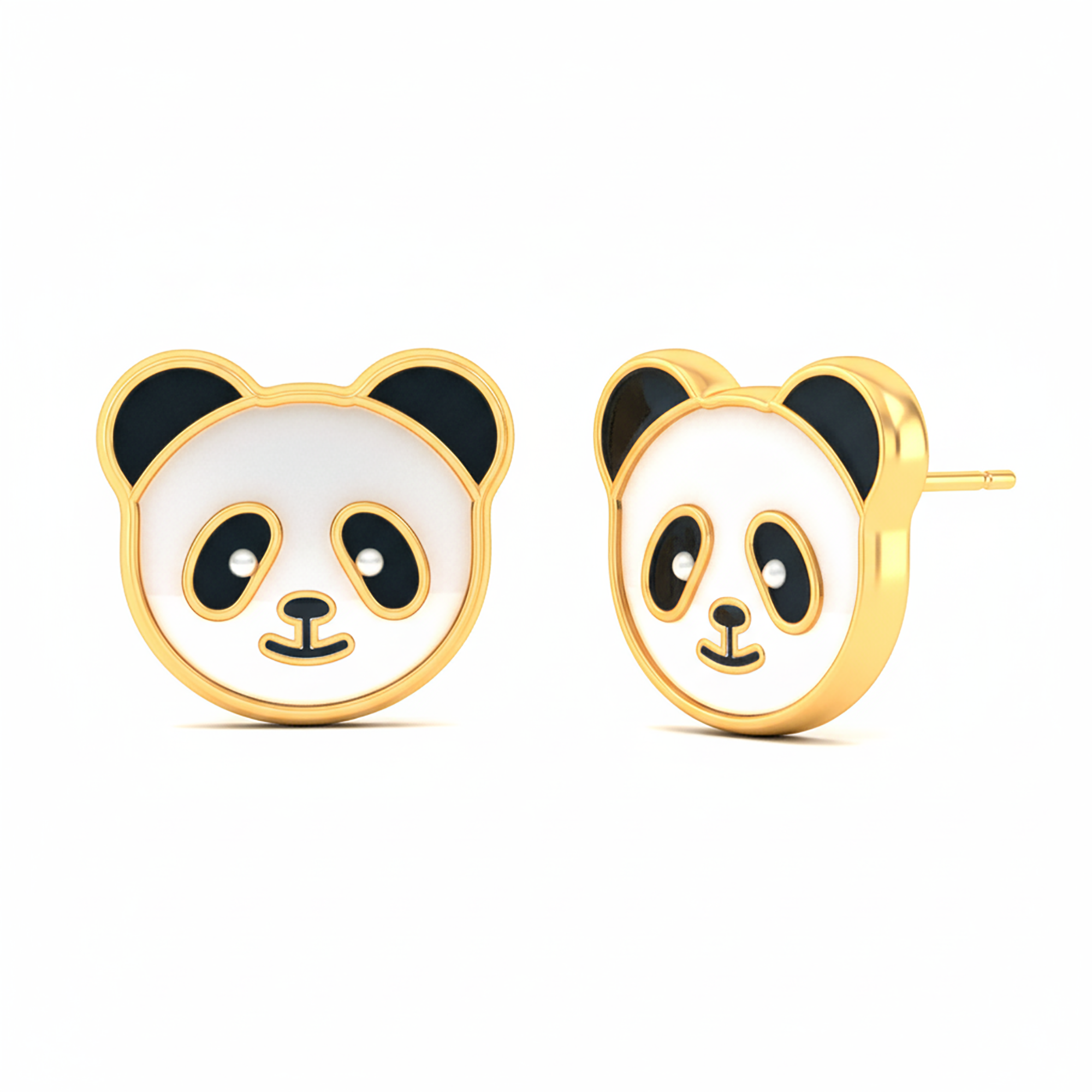 Gold Plated Panda Earrings for Girls
