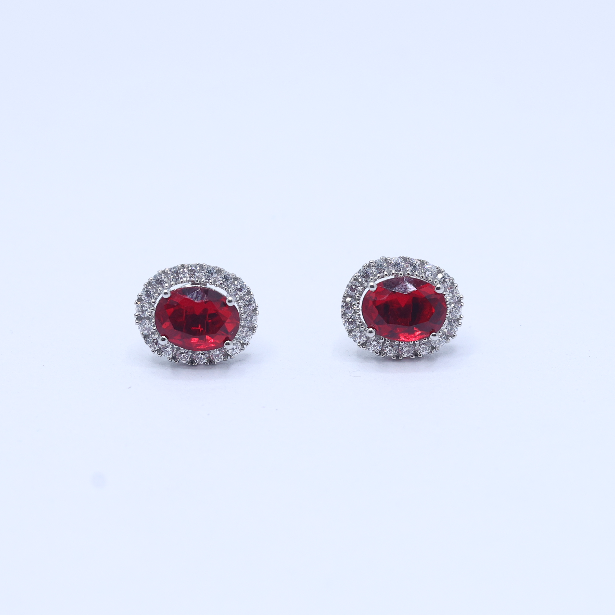 Garnet Gleam Oval Earrings