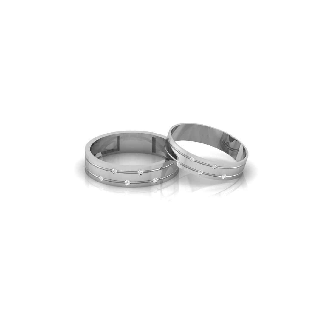 Adjustable Silver White Gold Modern Dual Layered Band For Couple