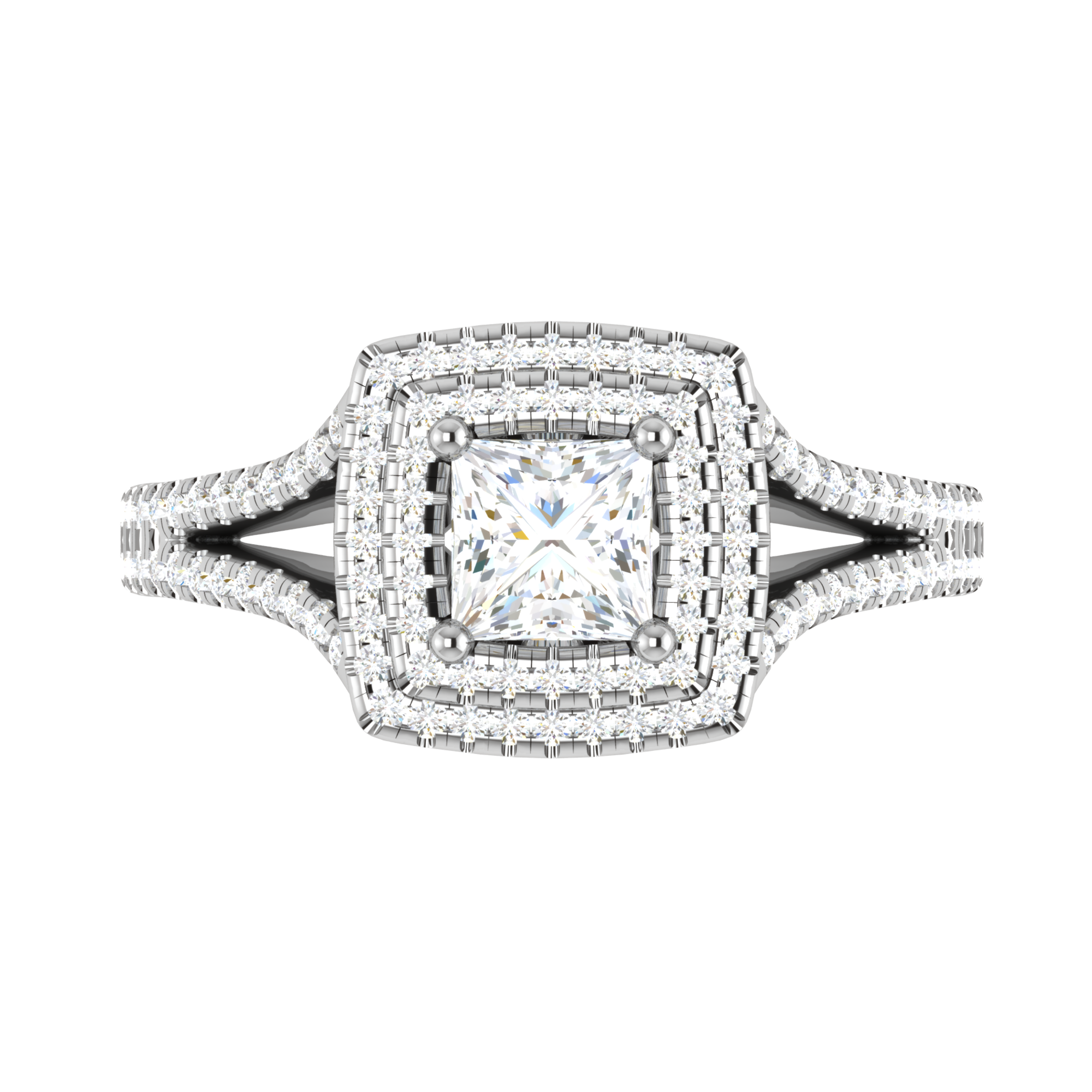 Split Shank Halo Engagement Ring