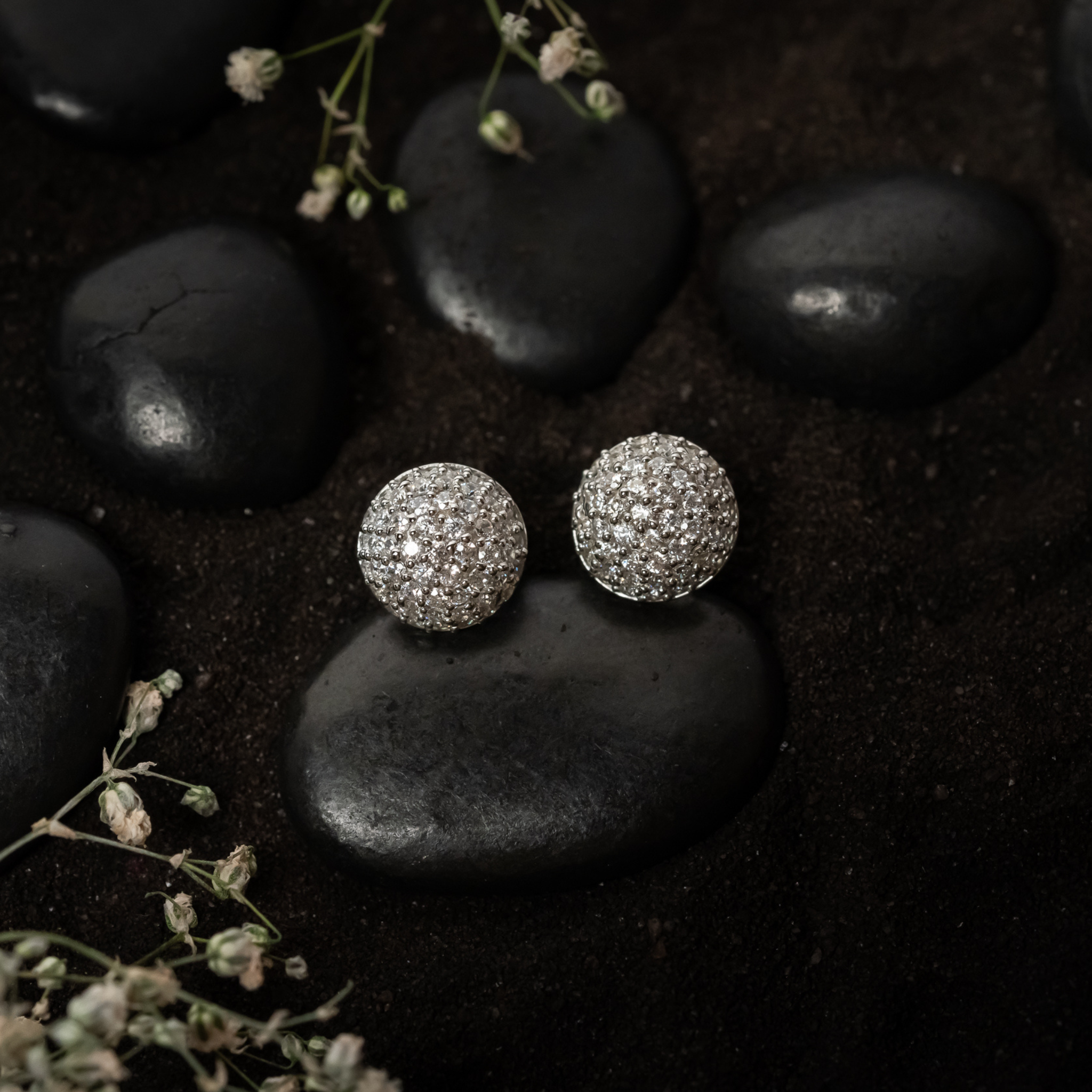 Silver Circular Studs Earrings