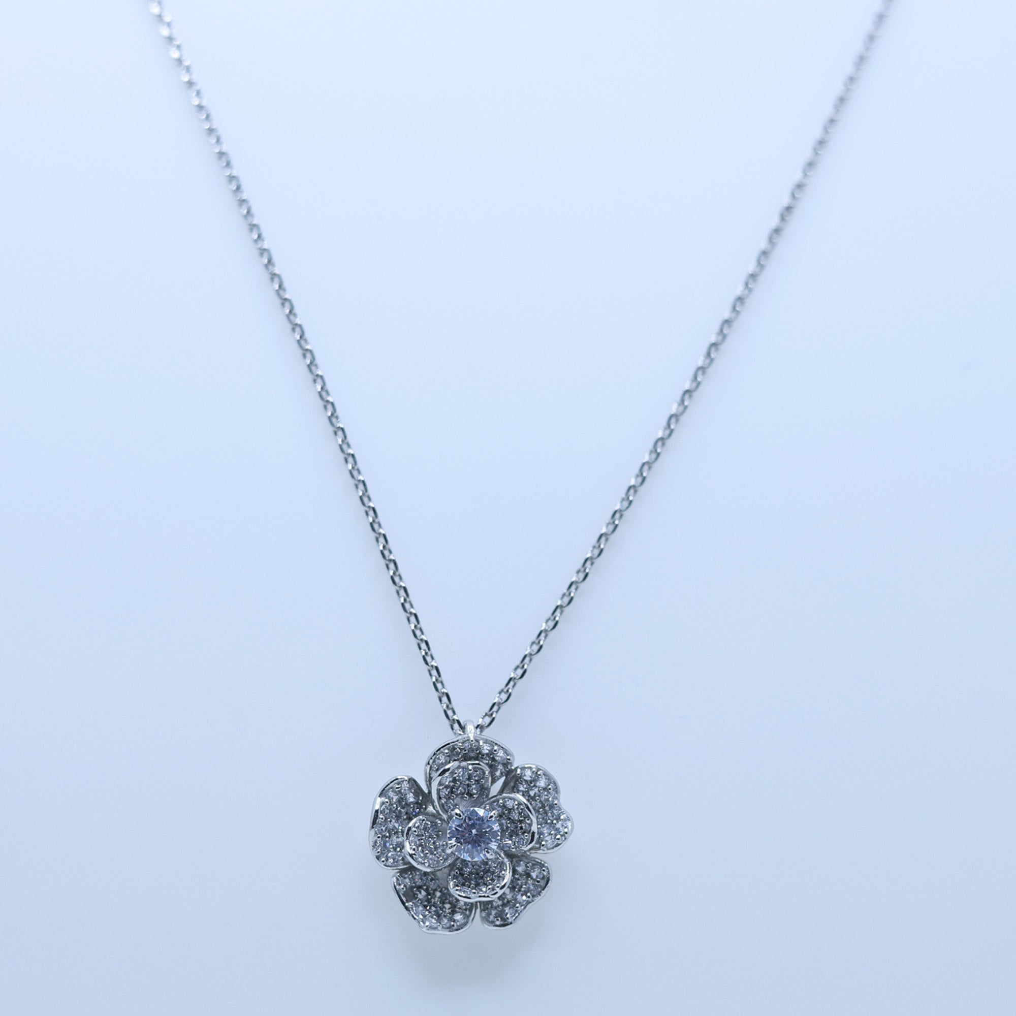 Dainty Silver Flower Pendant