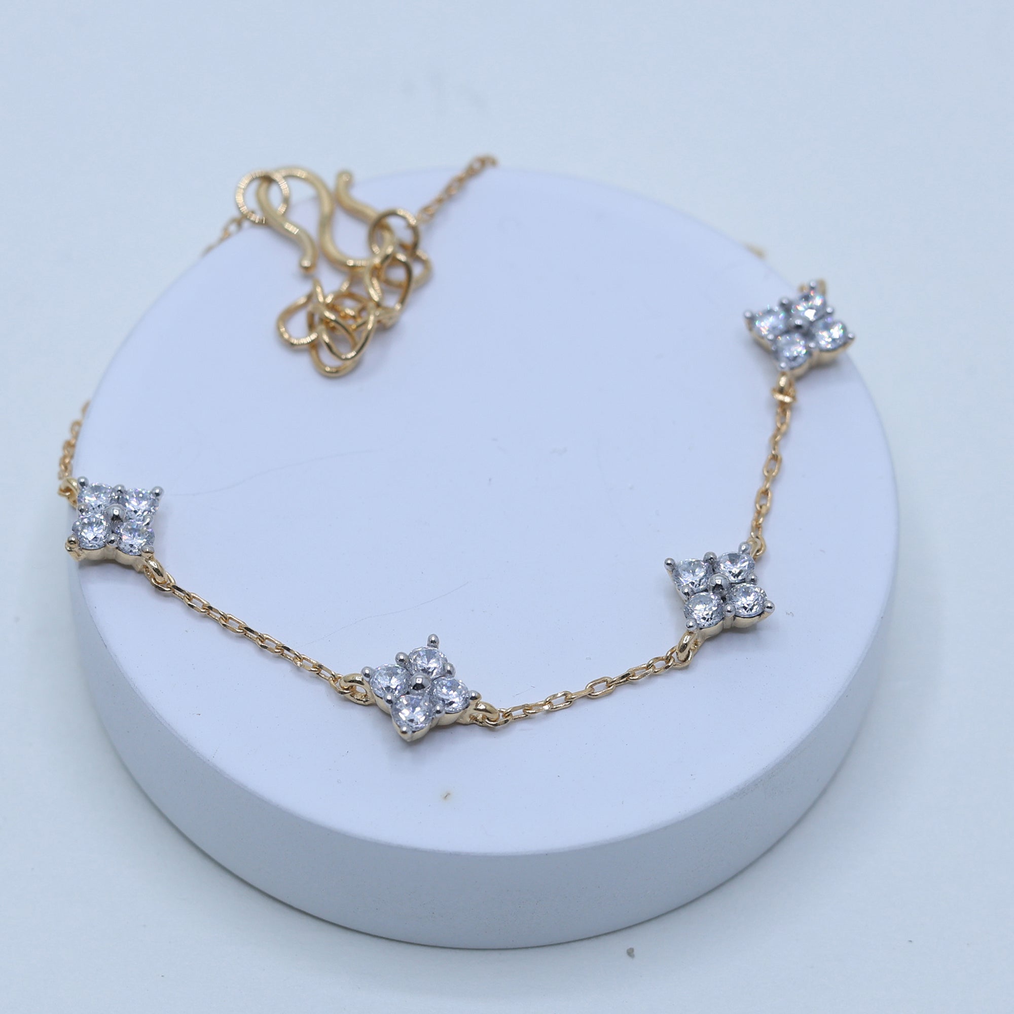 American Diamond Square Cluster Bracelet