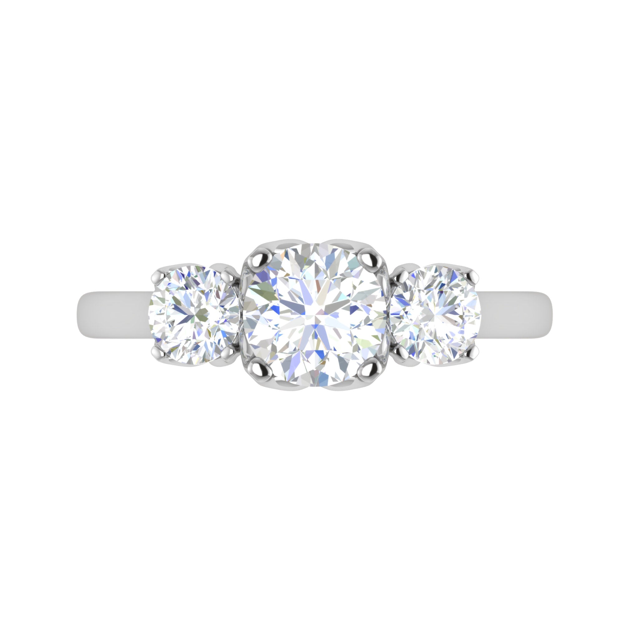 Classic Three Stone Sterling Silver Ring