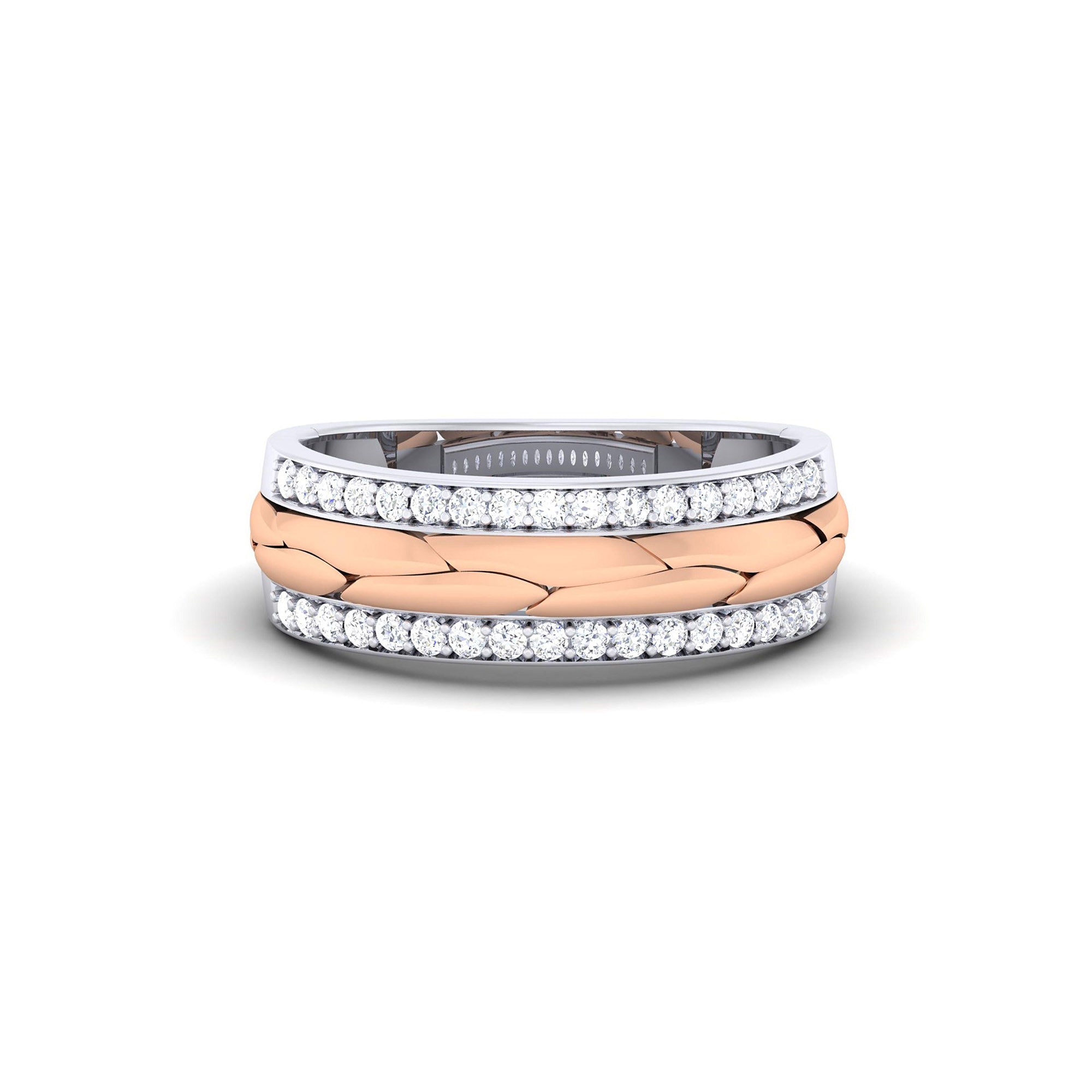 Adjustable Stylish Silver Rose & White Gold Dual Tone Band