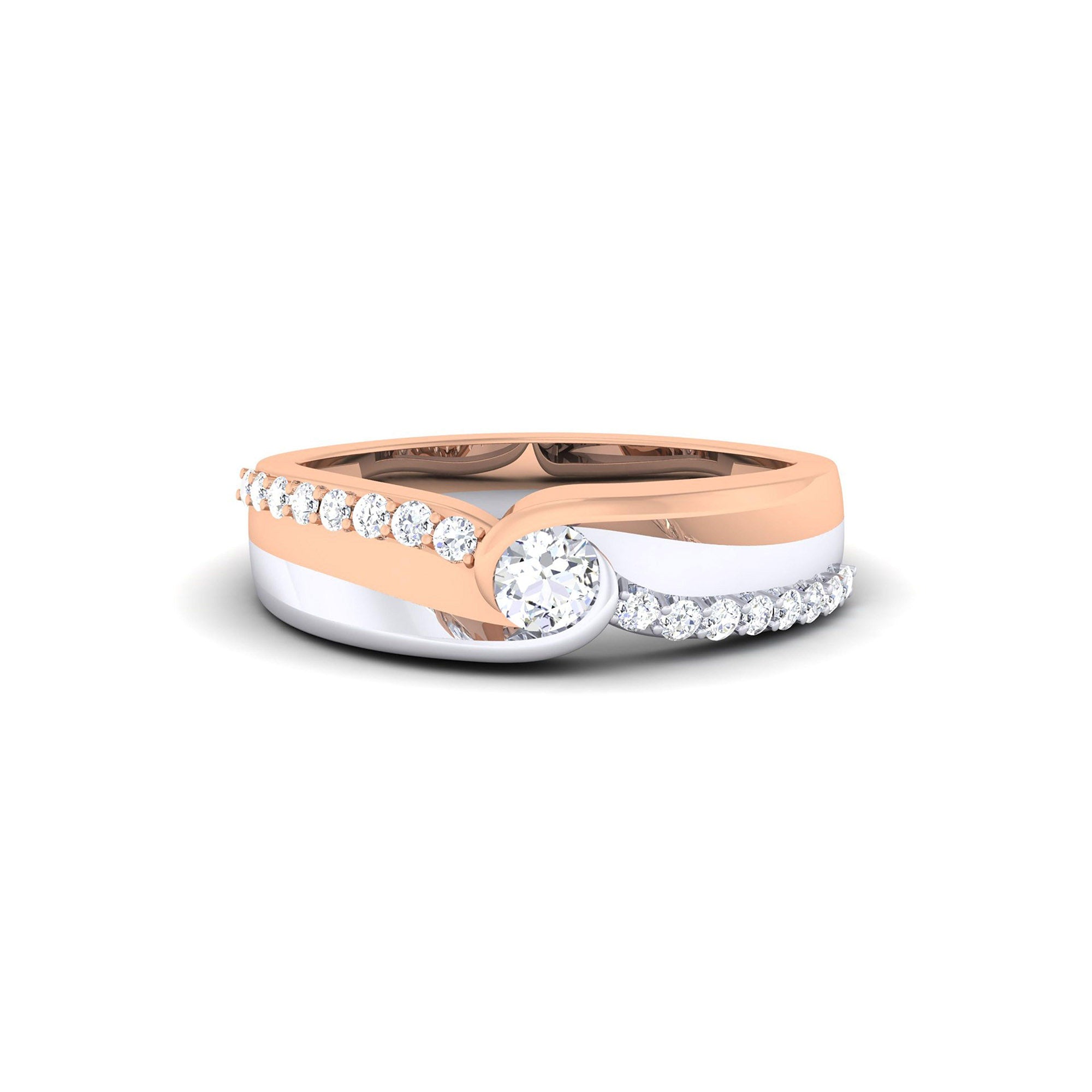 Adjustable Brilliant Silver Rose Gold Dual-Tone Pave Band