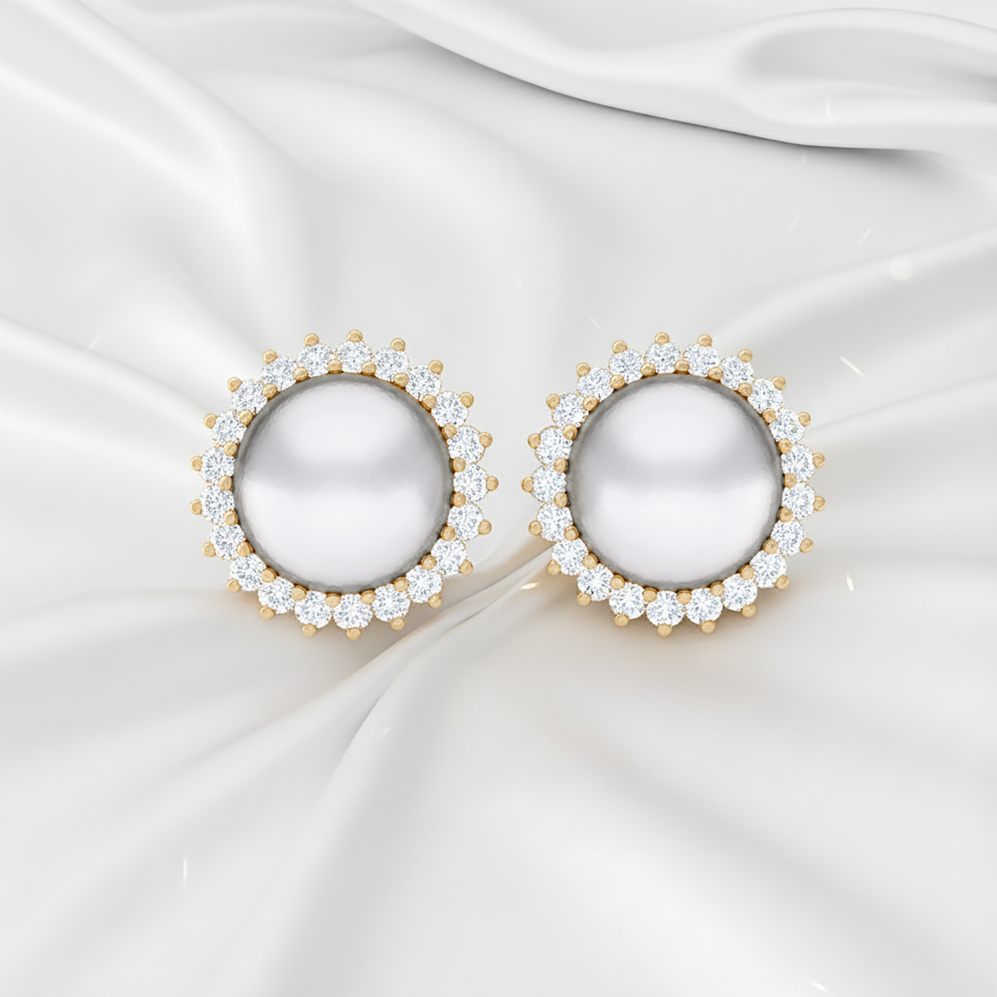 Pearl Halo Design Earrings