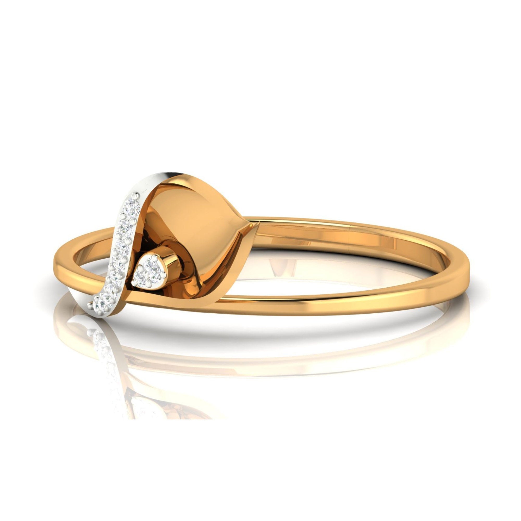 Gold Plated Curved Diamond Leaf Ring