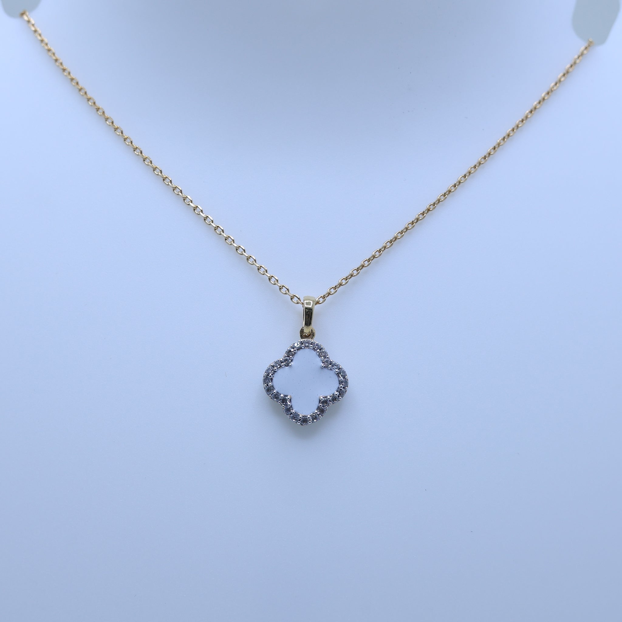 Yellow Gold Plated White Enamel Pendant