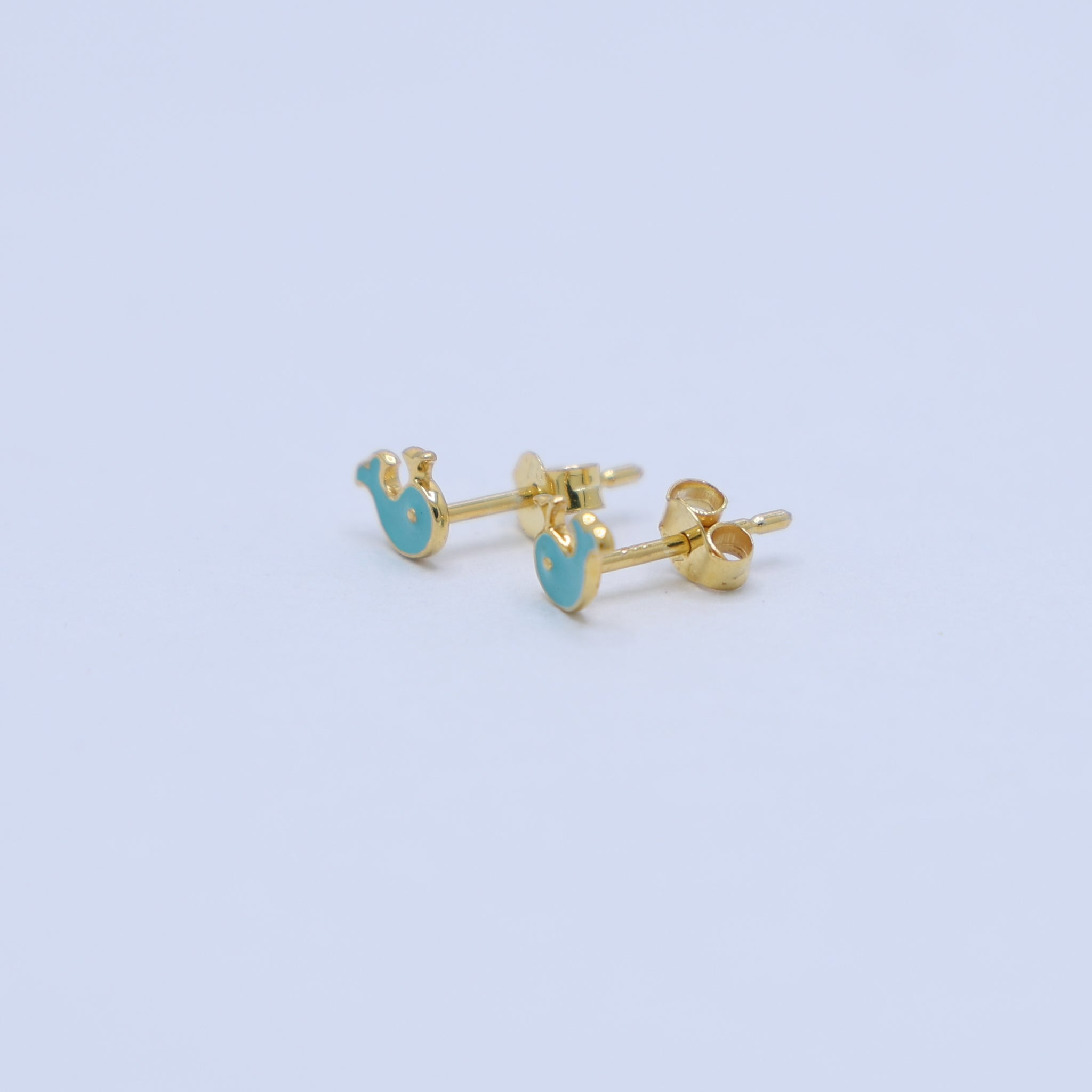 Blue Enamel Dolphin Girls Earrings