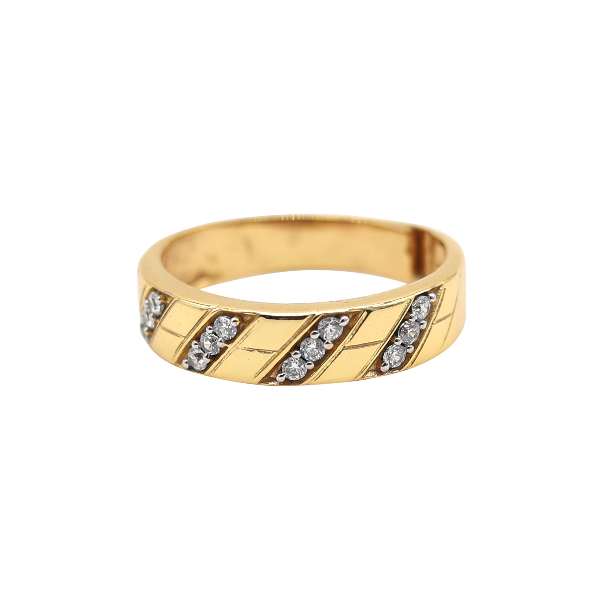 Adjustable Modern Silver Yellow Gold Diagonal Stripe Band