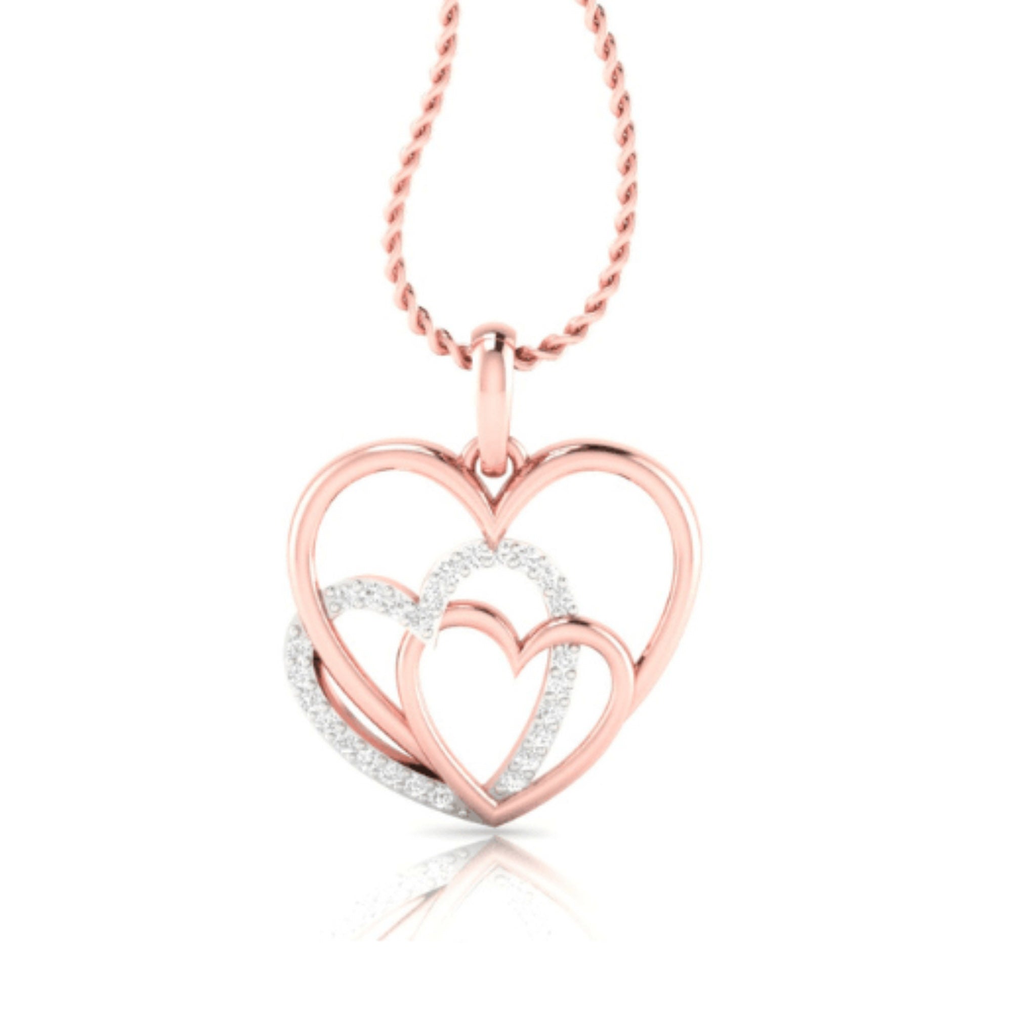 Triple Heart Rose Gold Pendant
