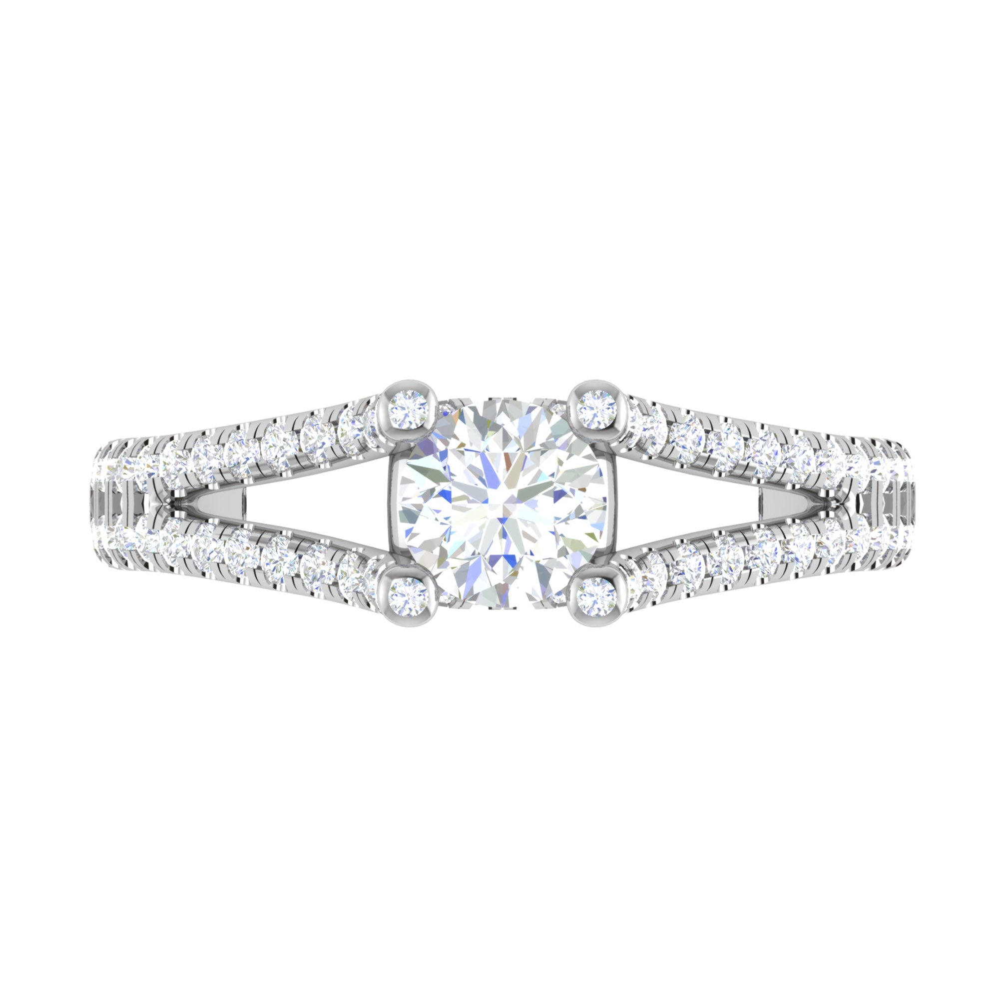 Sparkling Split Shank Diamond Ring