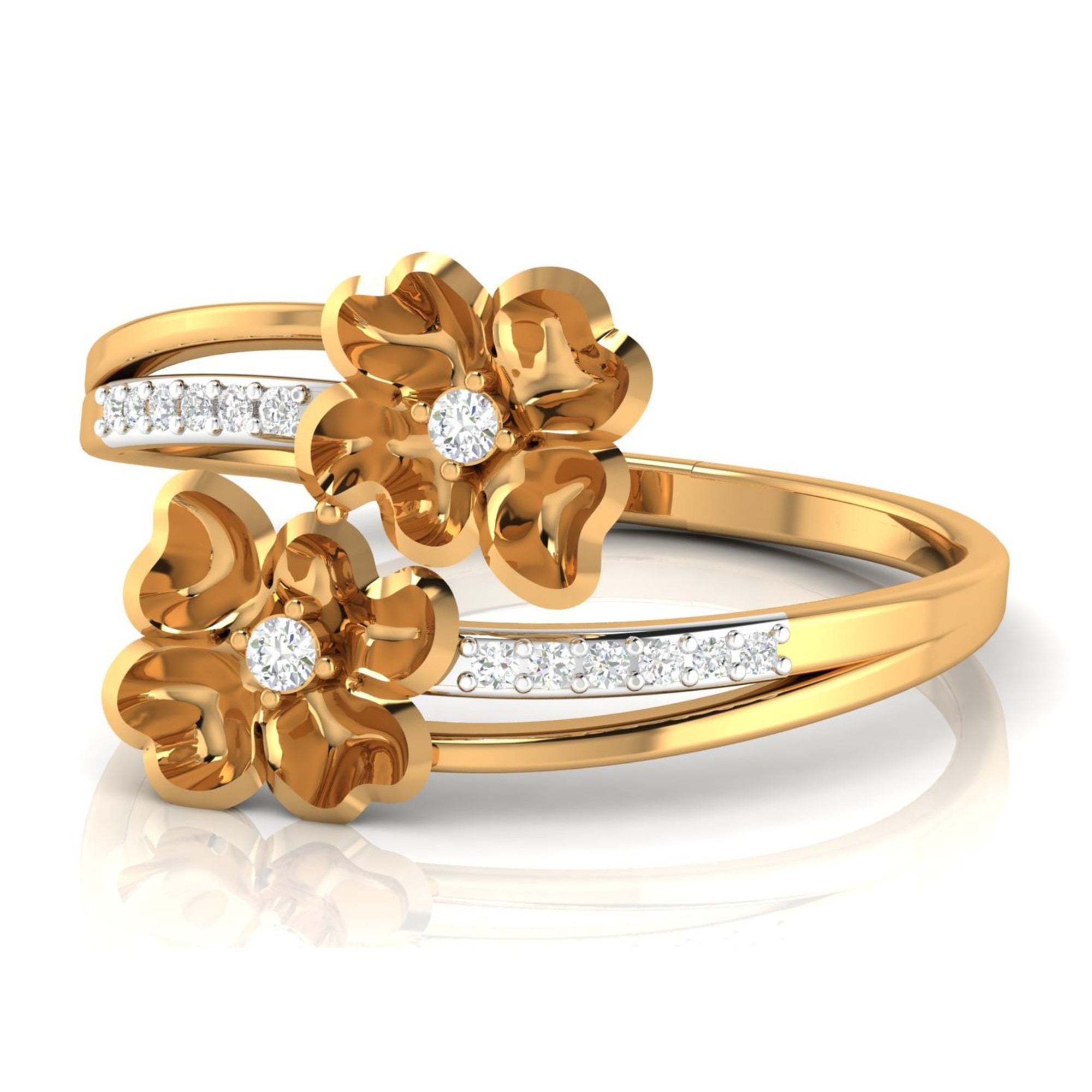 Dual Floral Open Style Ring