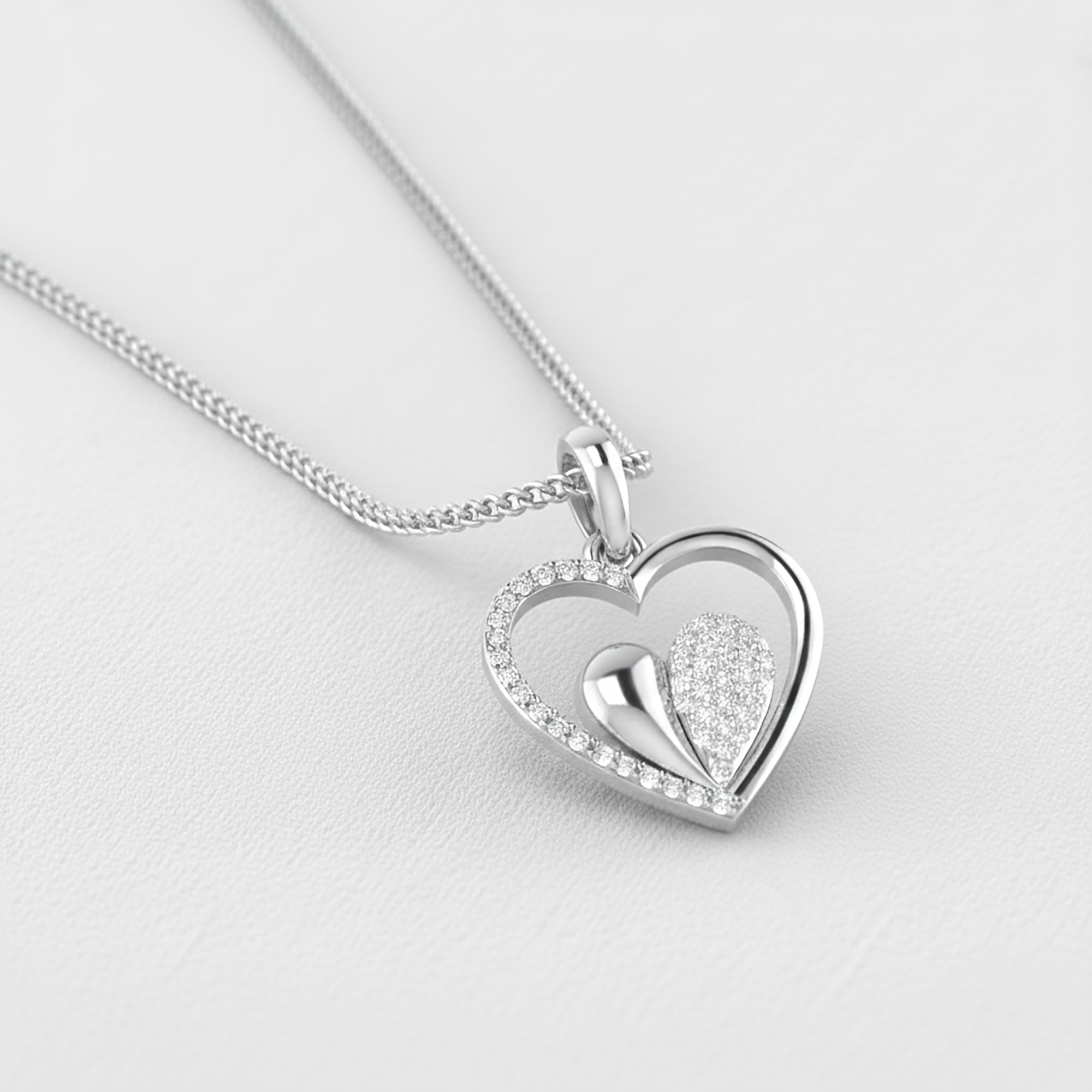 Sparkling Double Heart Pendant