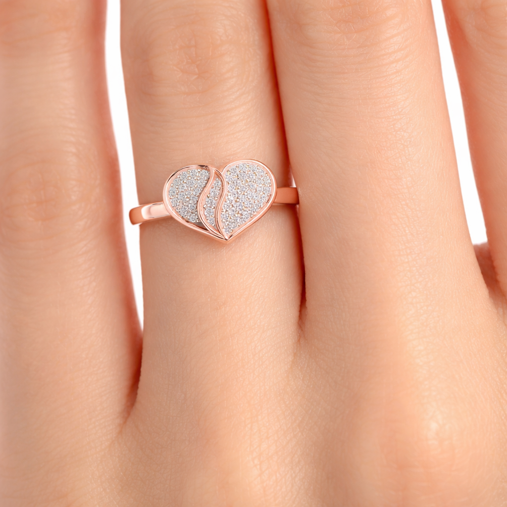 Heart Diamond Adjustable Ring