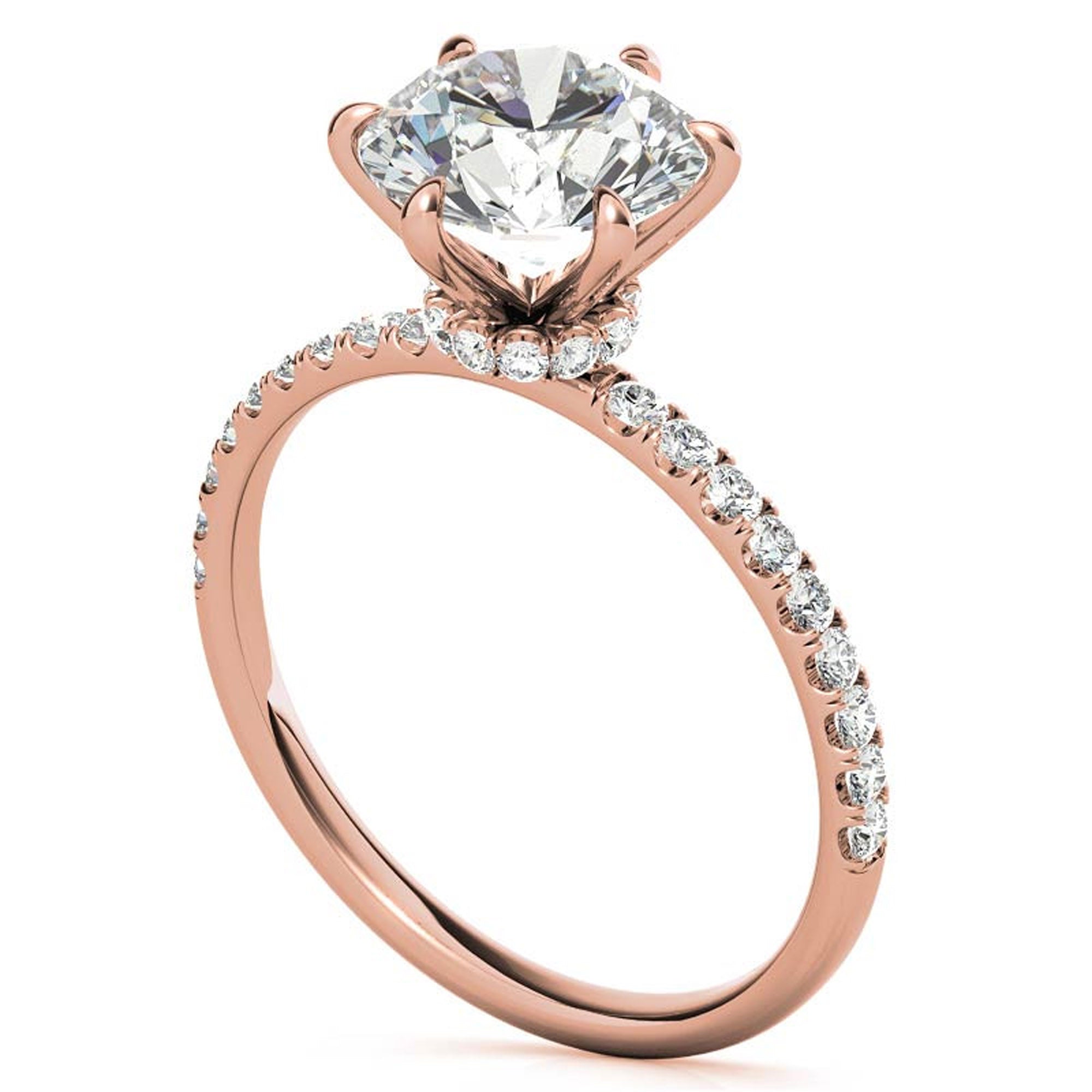 Rose Gold Stackable Ring Set with Halo Design