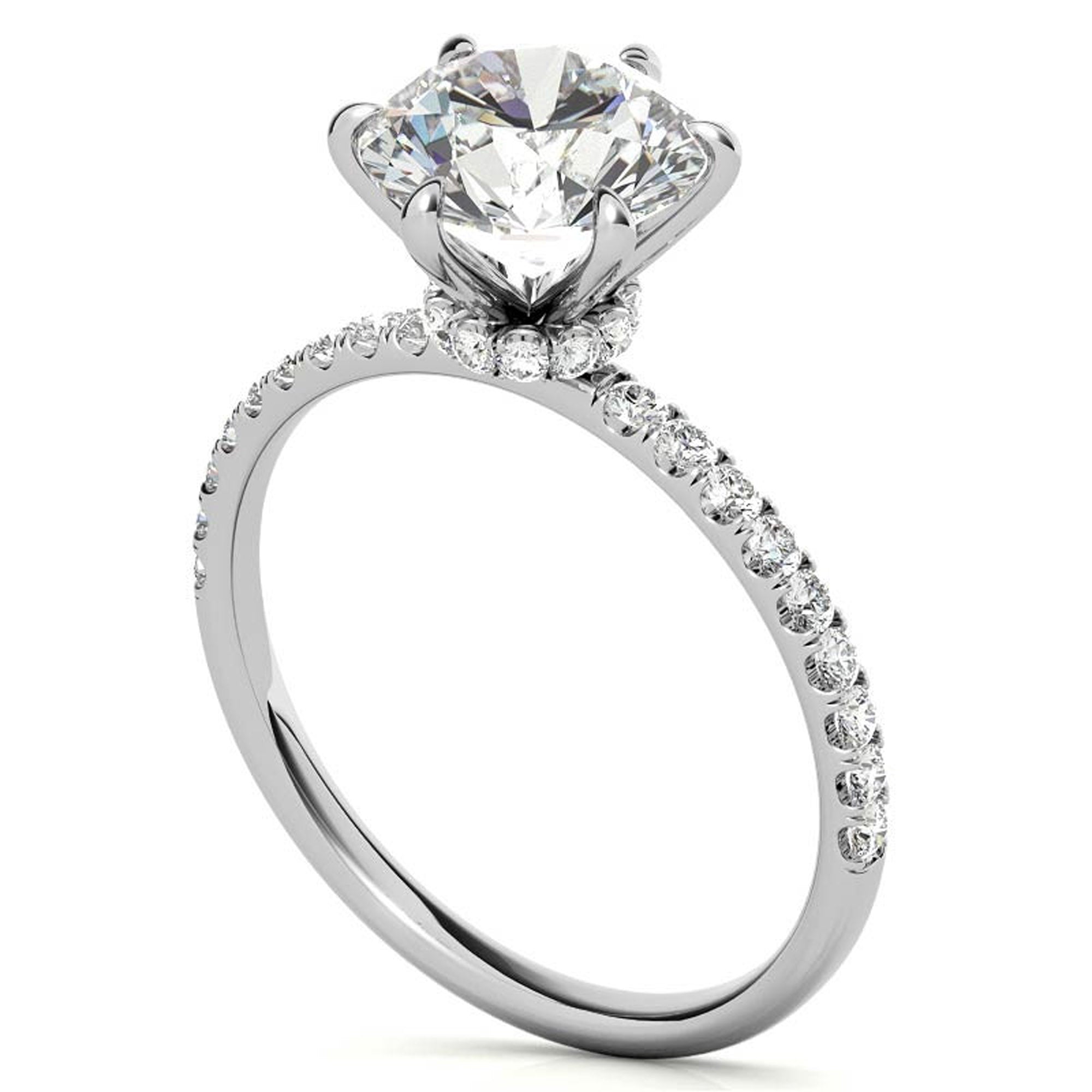 White Gold Stackable Ring Set with Halo Design