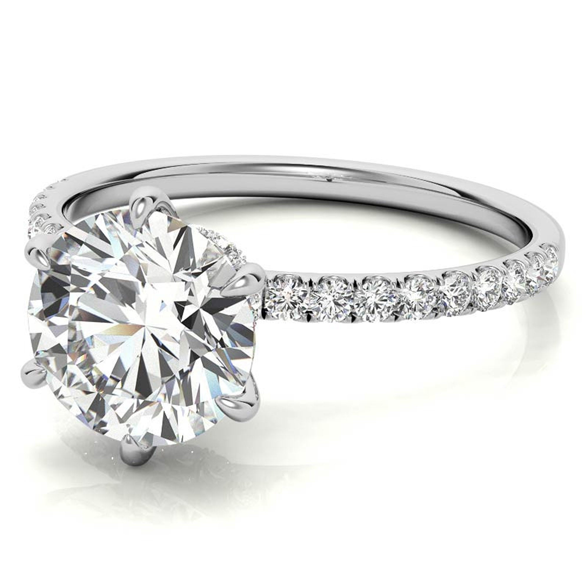 White Gold Stackable Ring Set with Halo Design