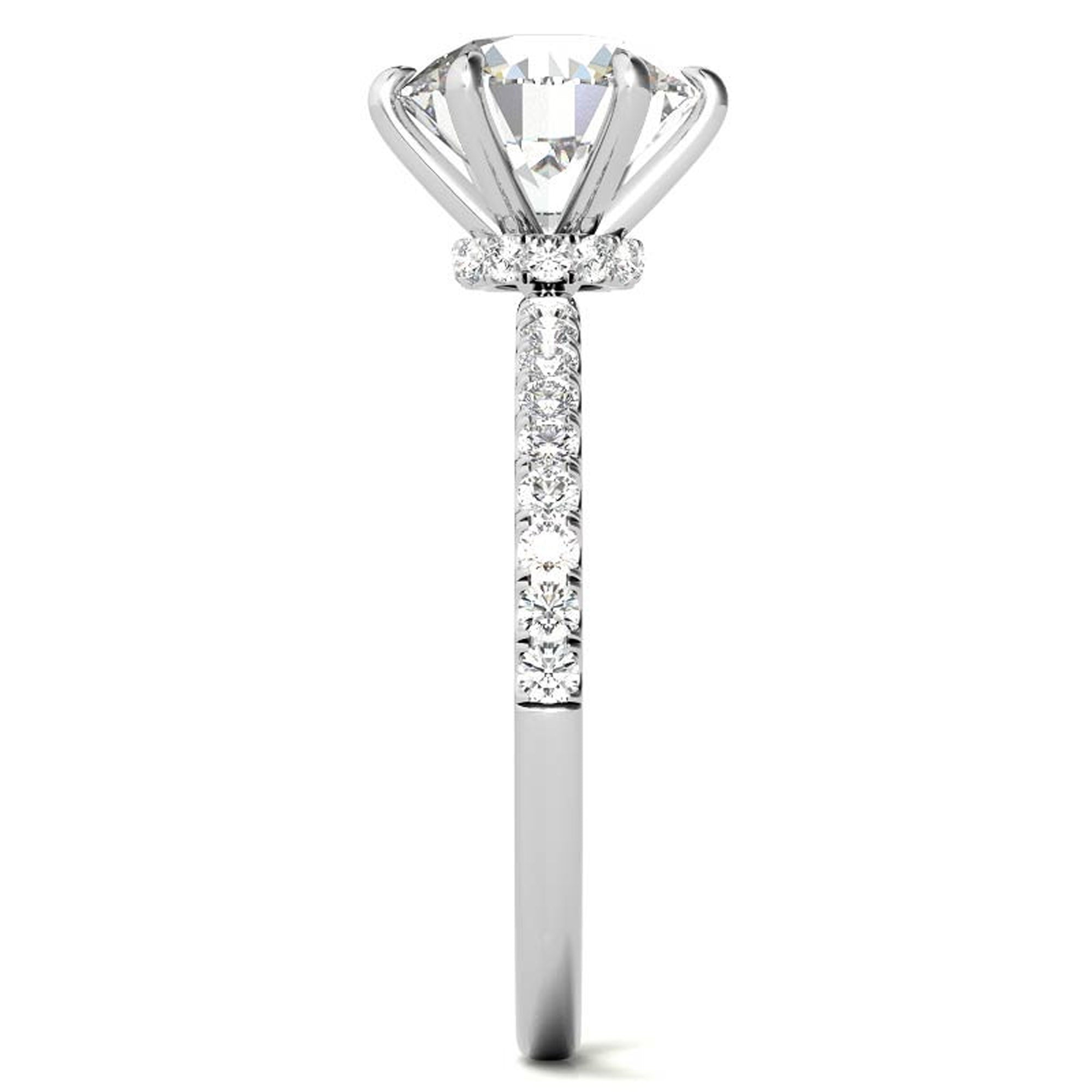 White Gold Stackable Ring Set with Halo Design