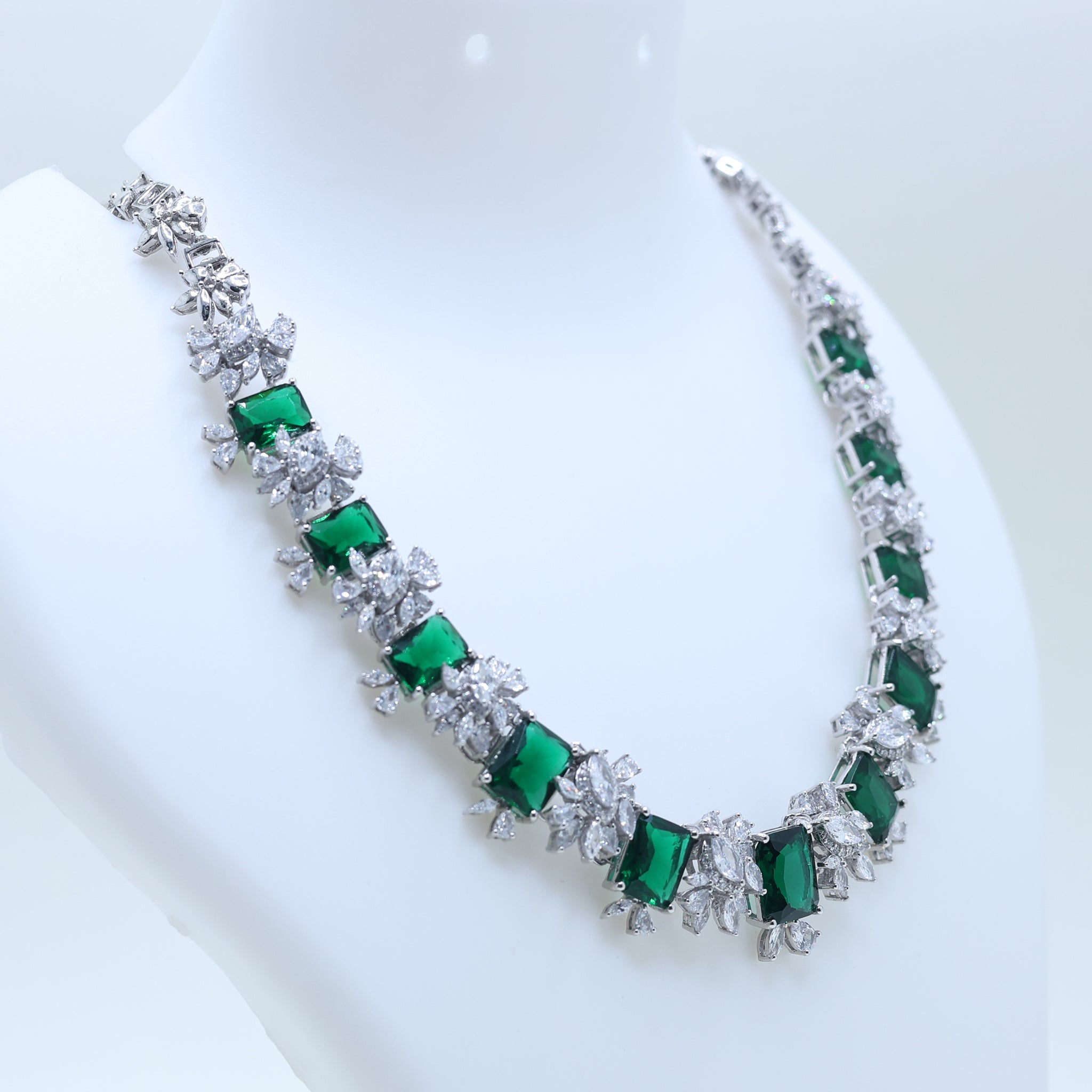 Emerald and American Diamond Necklace