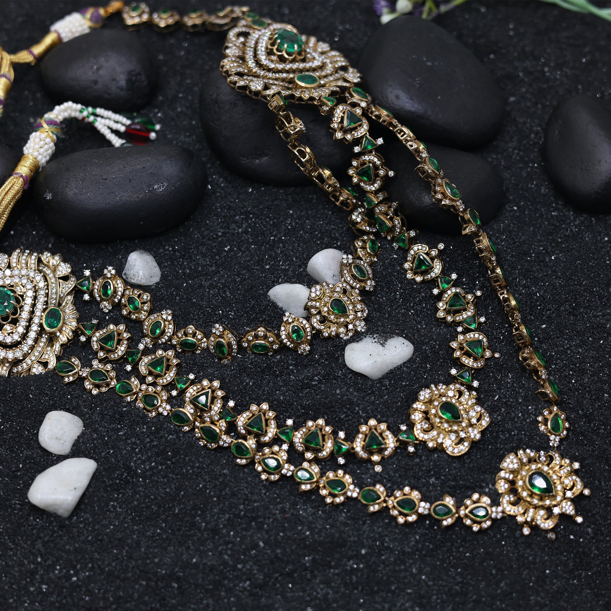 Royal Emerald Triple Layer Necklace