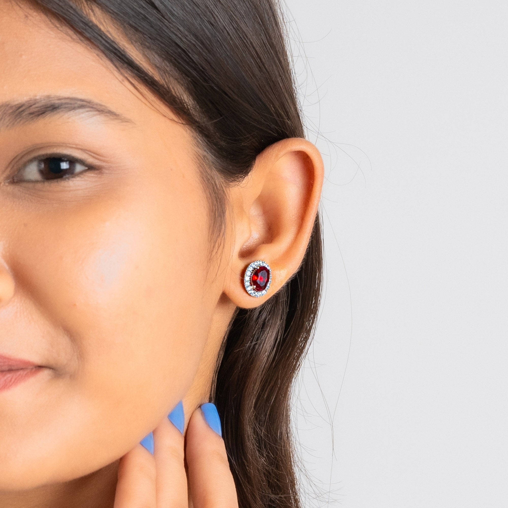 Garnet Gleam Oval Earrings