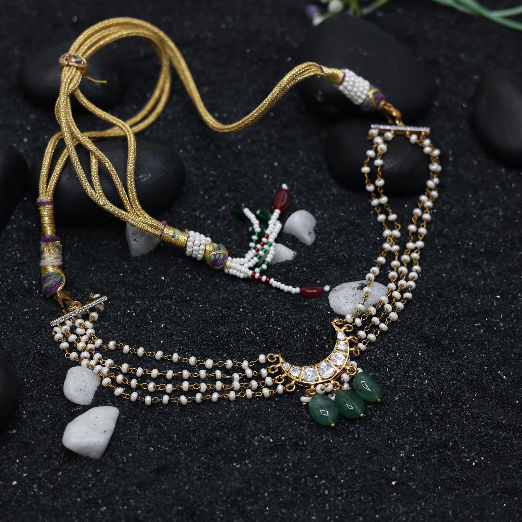 Crescent Moon Pearl Necklace