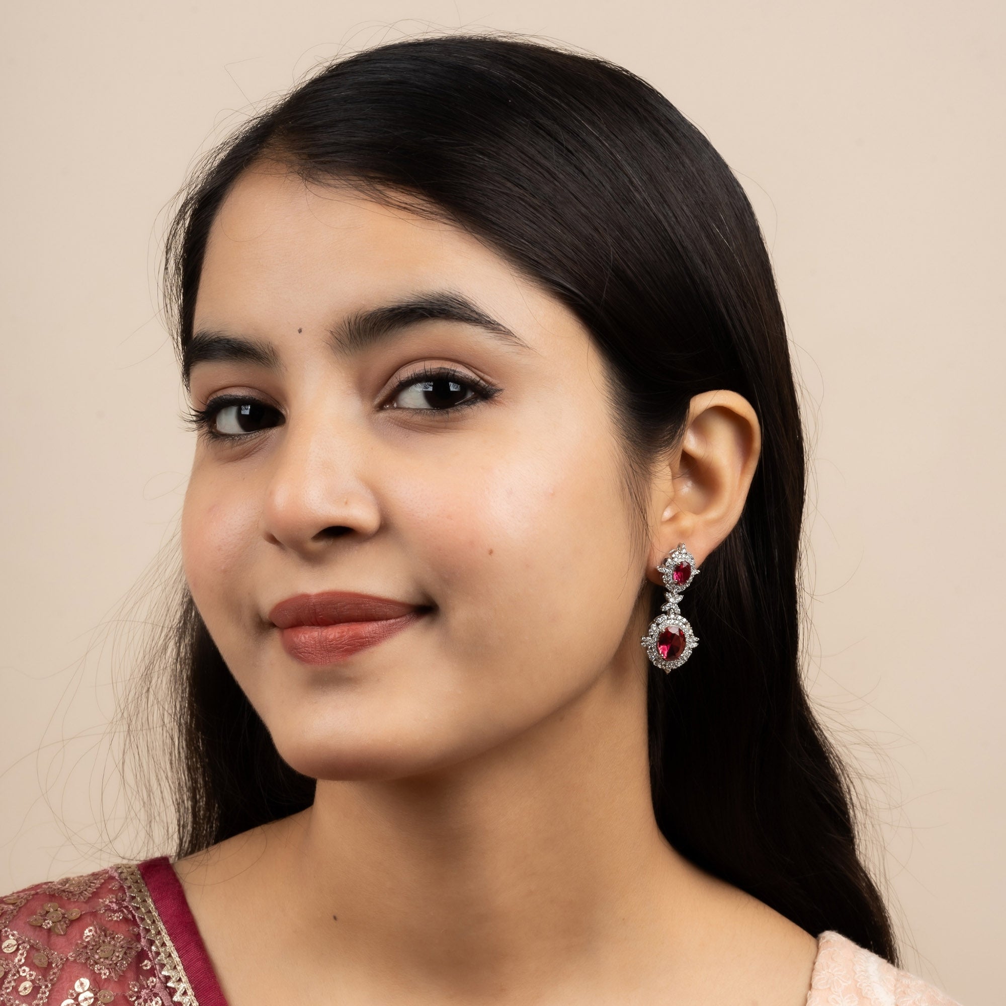Royal Ruby Drop Earrings