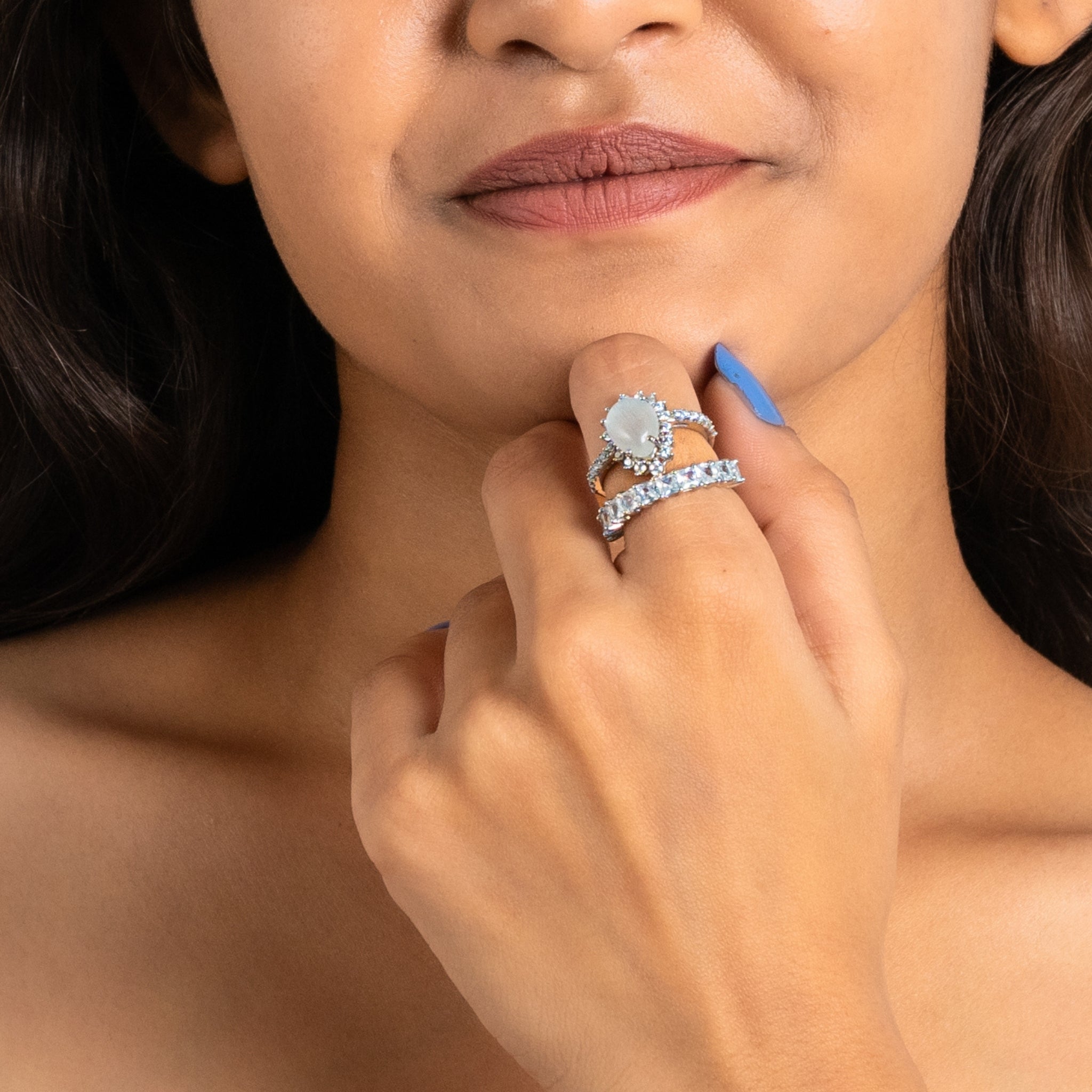 Moon Stone Stackable Ring Set