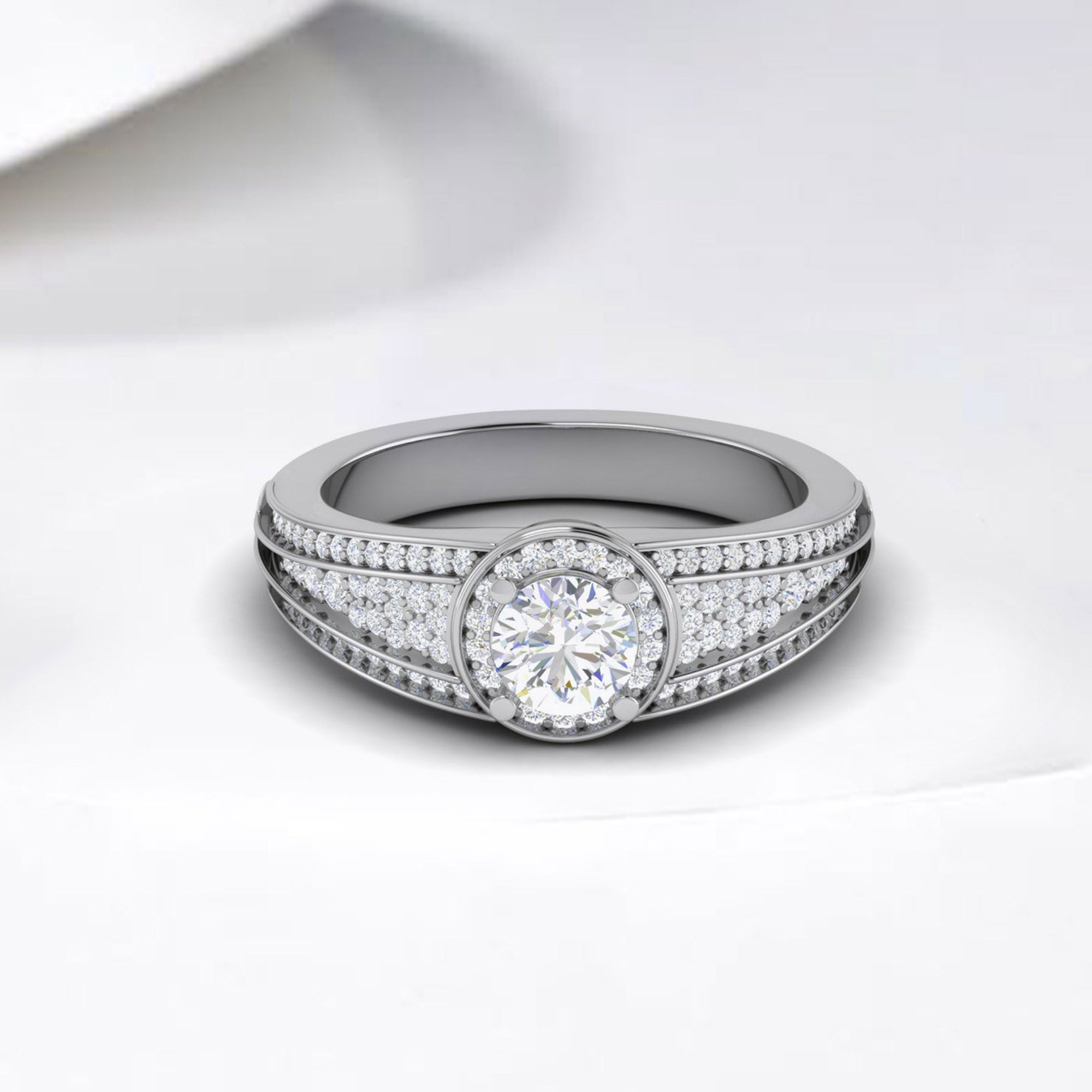 Sterling Silver Diamond Halo Ring