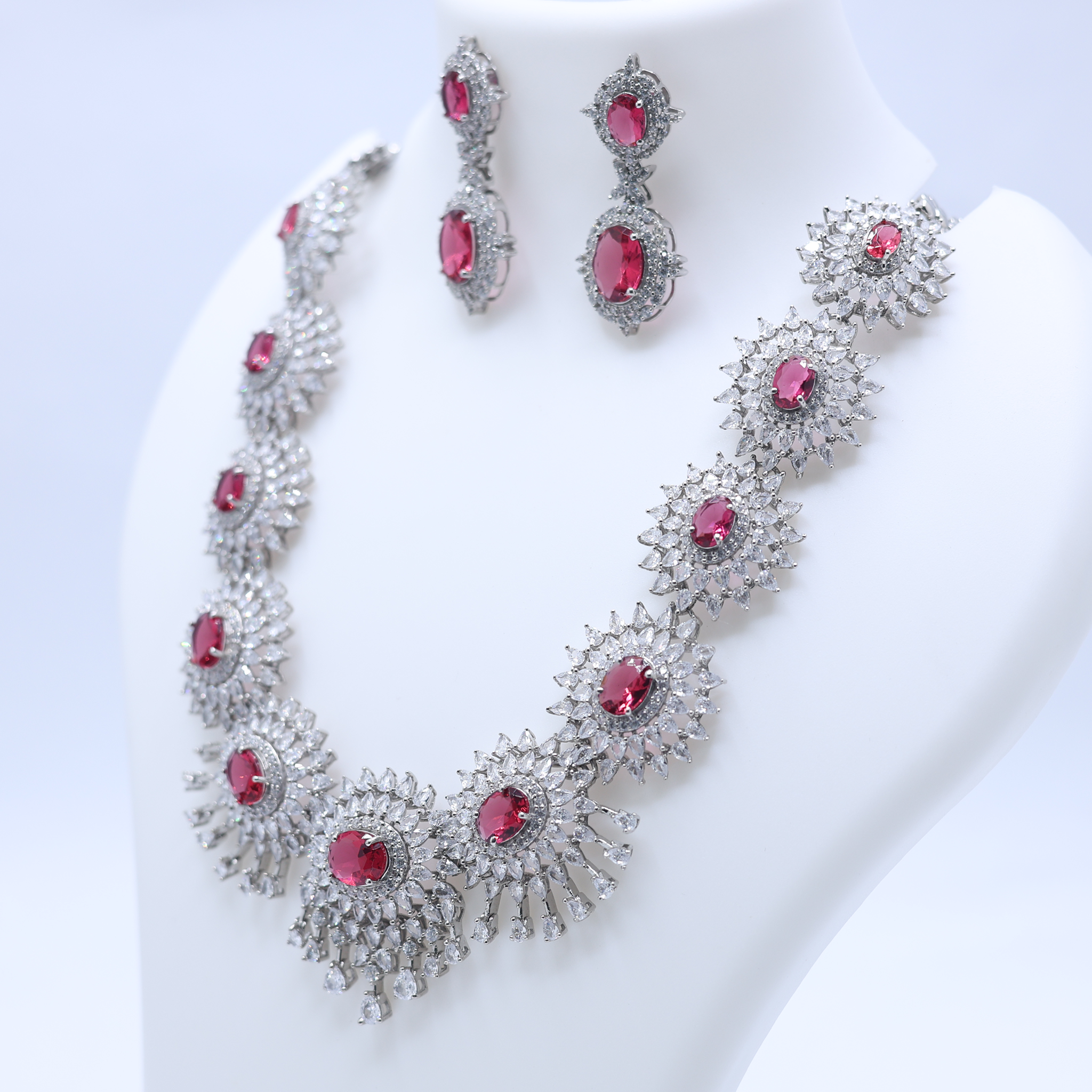 Royal Bridal Ruby Necklace Set